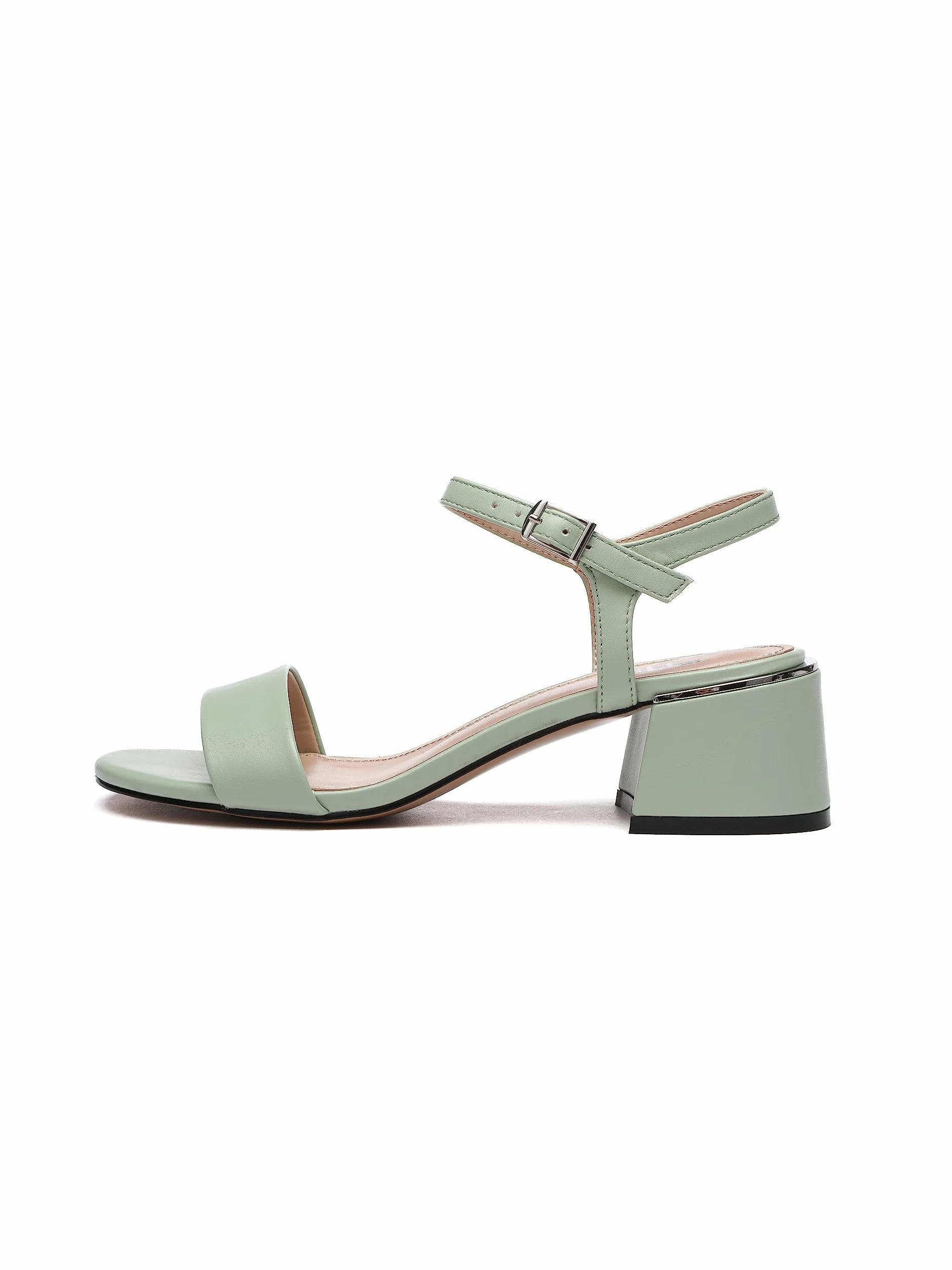 Sandalias de tacón, Sandalias con tiras, Beige, Nude, 5 cm Tacón Bloque, Imitación de Cuero, Sandalia con Correa De Tobillo, C553-K1781-13