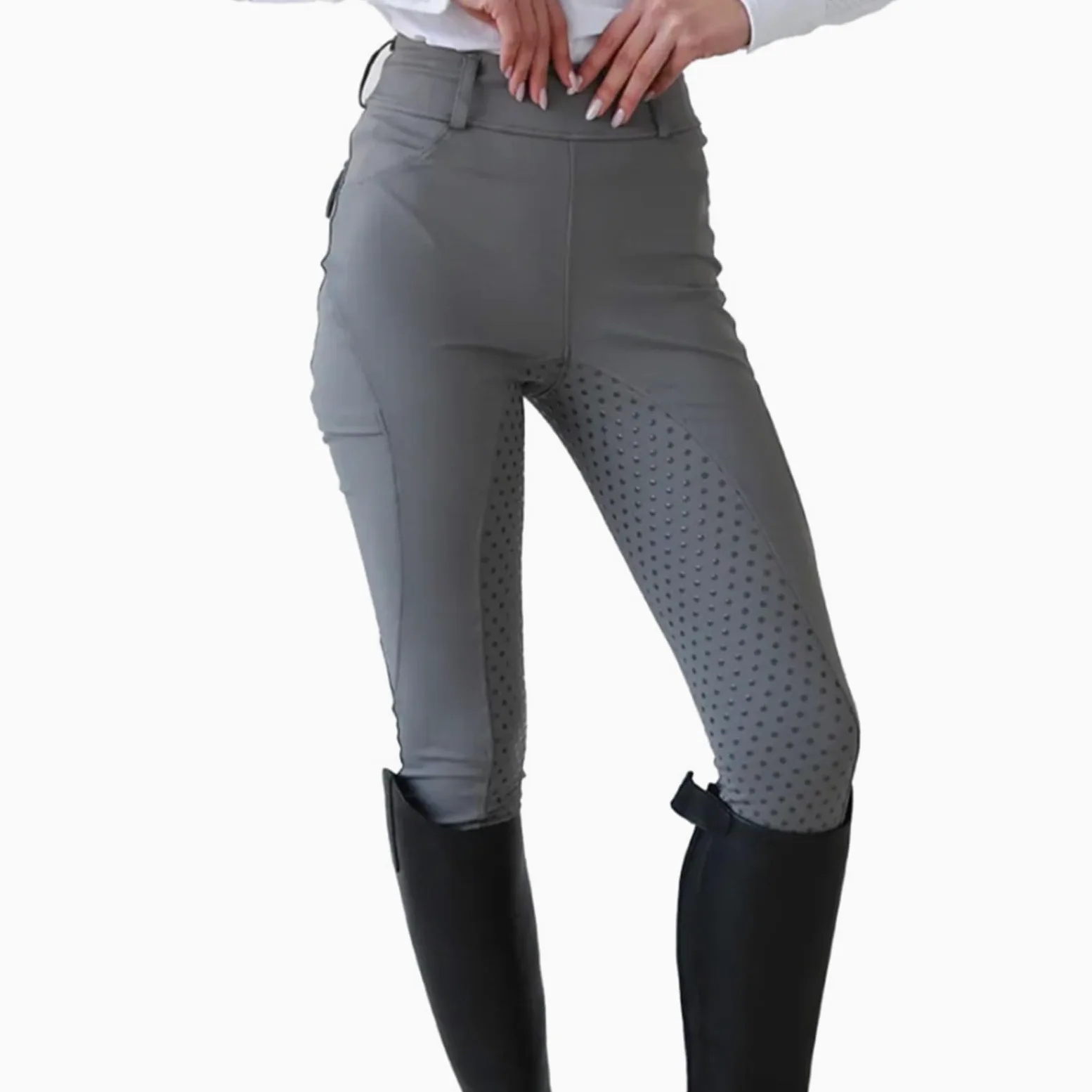 Pantalones de Montar Pantalones de equitación Cintura Alta for Mujer, Pantalones ecuestres Antideslizantes Silicona con Control Barriga, Ropa Ajustada Verano