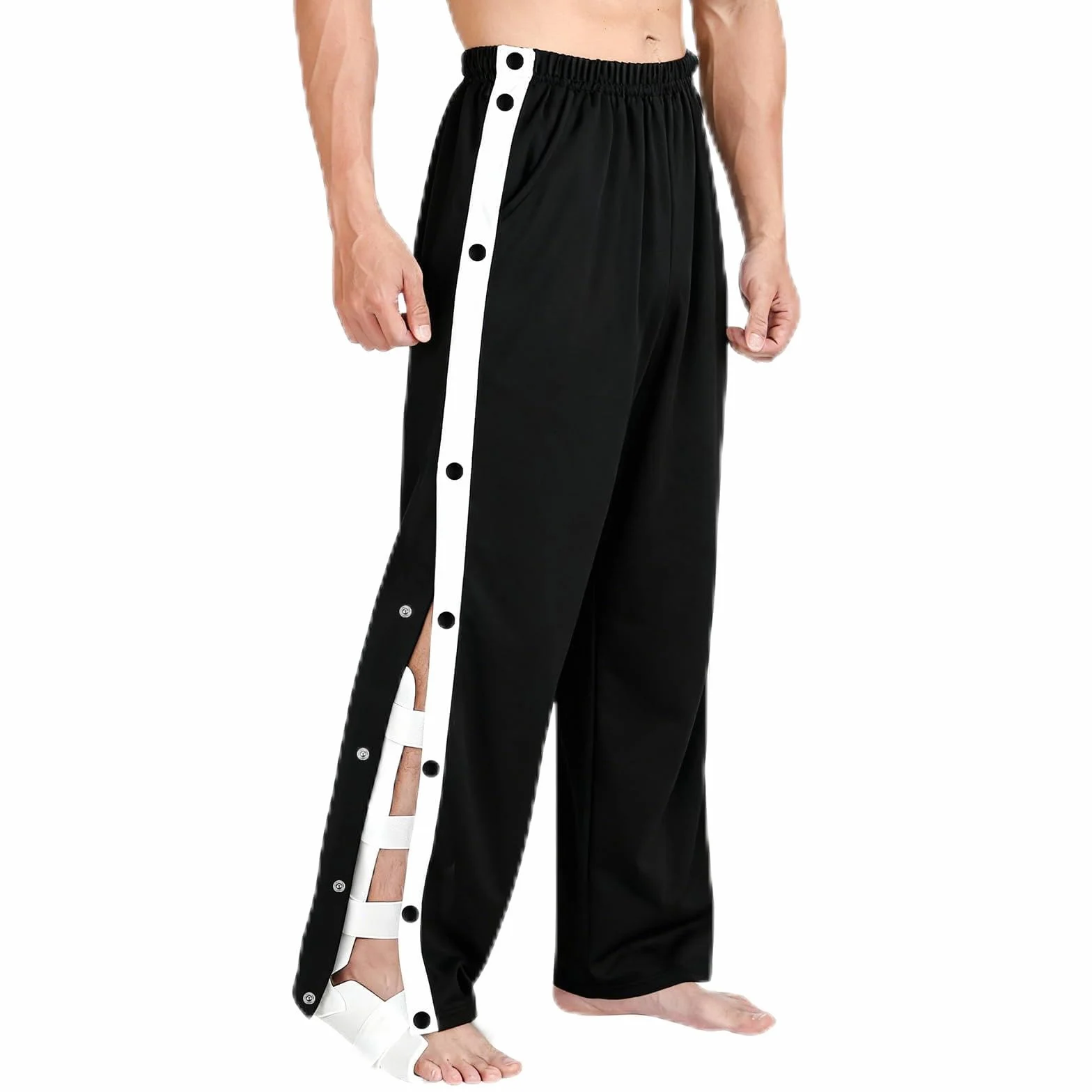 Pantalones de Rehabilitación para Hombre, Pantalones de Rehabilitación para Hombre con Apertura Lateral y Cremallera en la Pierna, Pantalones Deportivos Postoperatorios