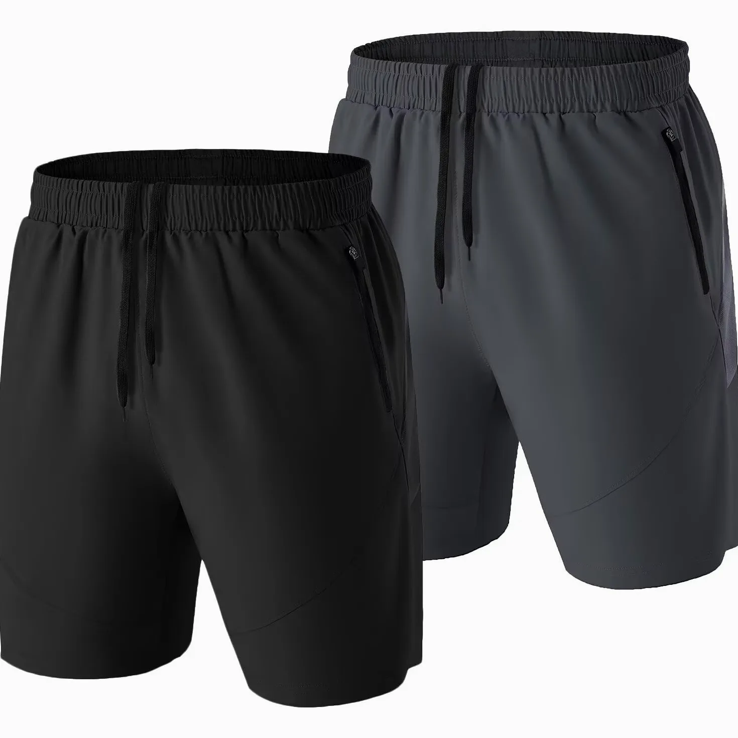 Pantalones Cortos Hombre Running Transpirable Shorts Deportivos Secado Rápido Pantalón Correr con Bolsillo con Cremallera