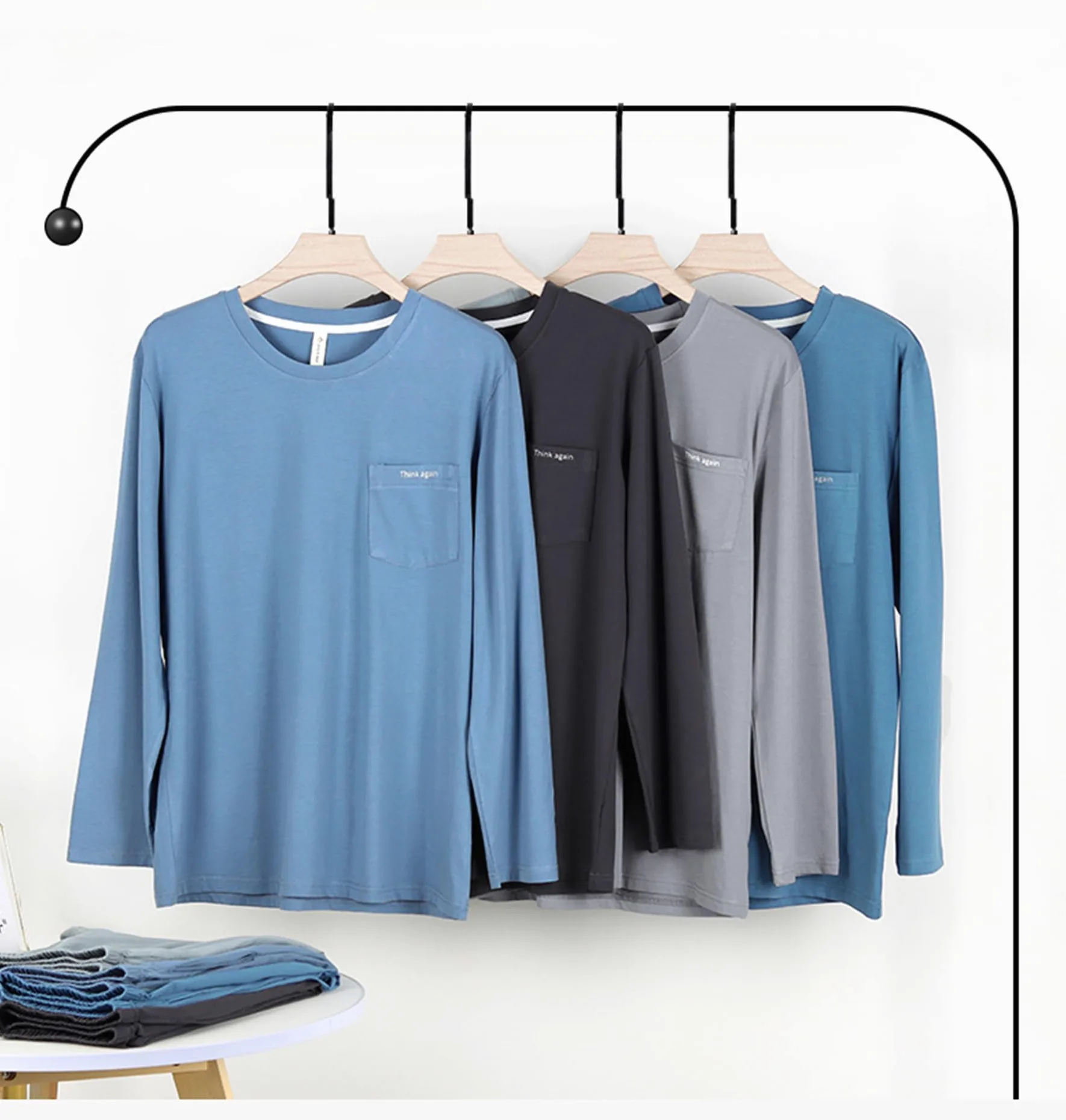 Pijama de 2 Piezas de los Hombres Modal algodón Primavera y otoño Pijama Conjunto Deportes Sueltos se Pueden Usar Fuera de la Ropa de casa