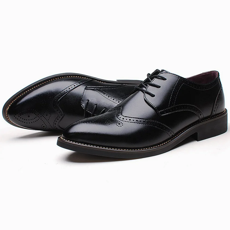 ANUFER Hombres Inteligente Punta Puntiaguda Zapatos de Vestir con Cordones Formal Negocios Boda Brogues