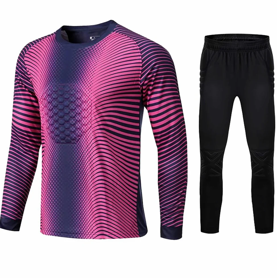 Conjunto de camiseta de portero para adultos y niños, pantalones cortos acolchados y transpirables, camiseta de portero de fútbol, balonmano, entrenamiento, hombre y mujer, equipo de