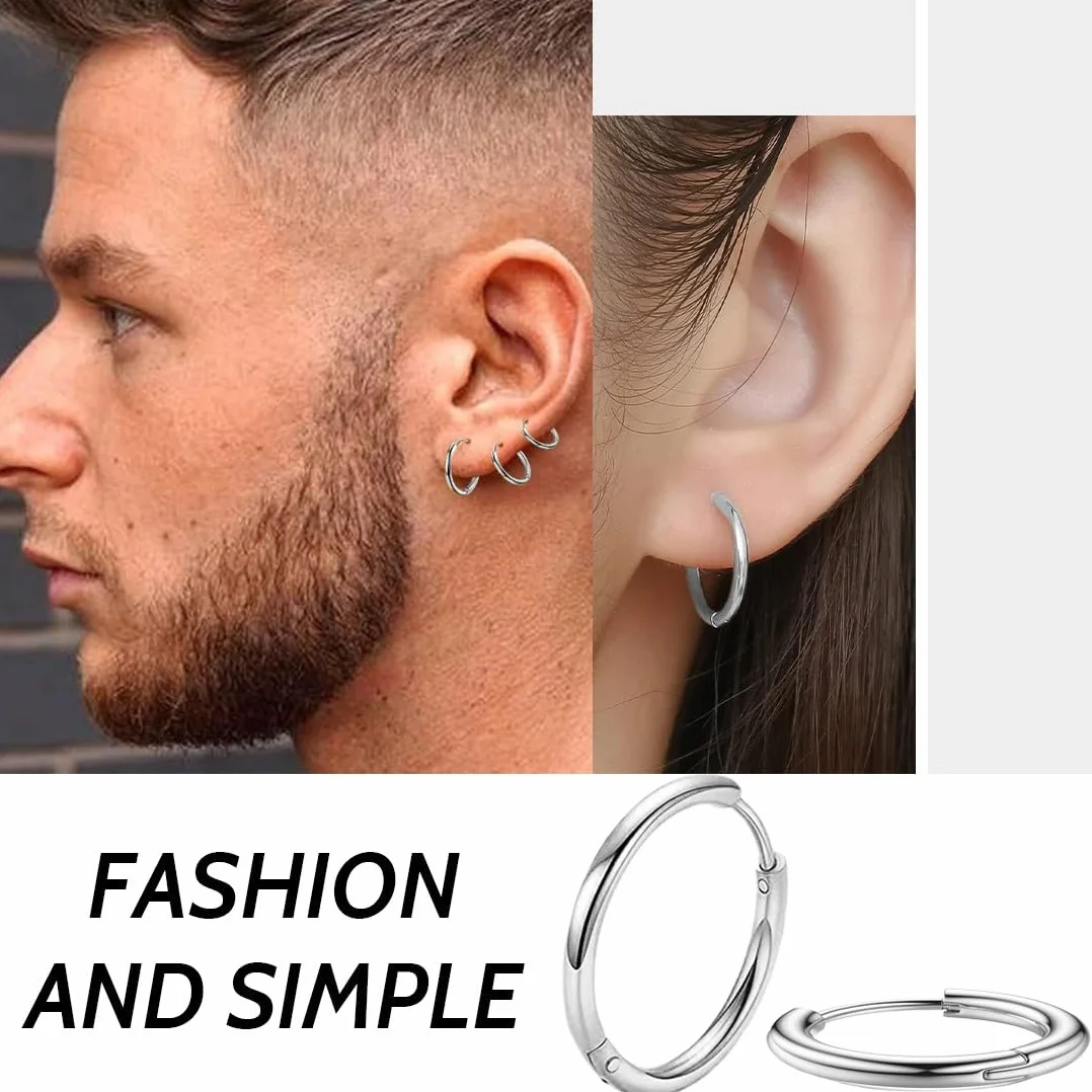 Aretes de Aro Acero Inoxidable para Mujer y Hombre