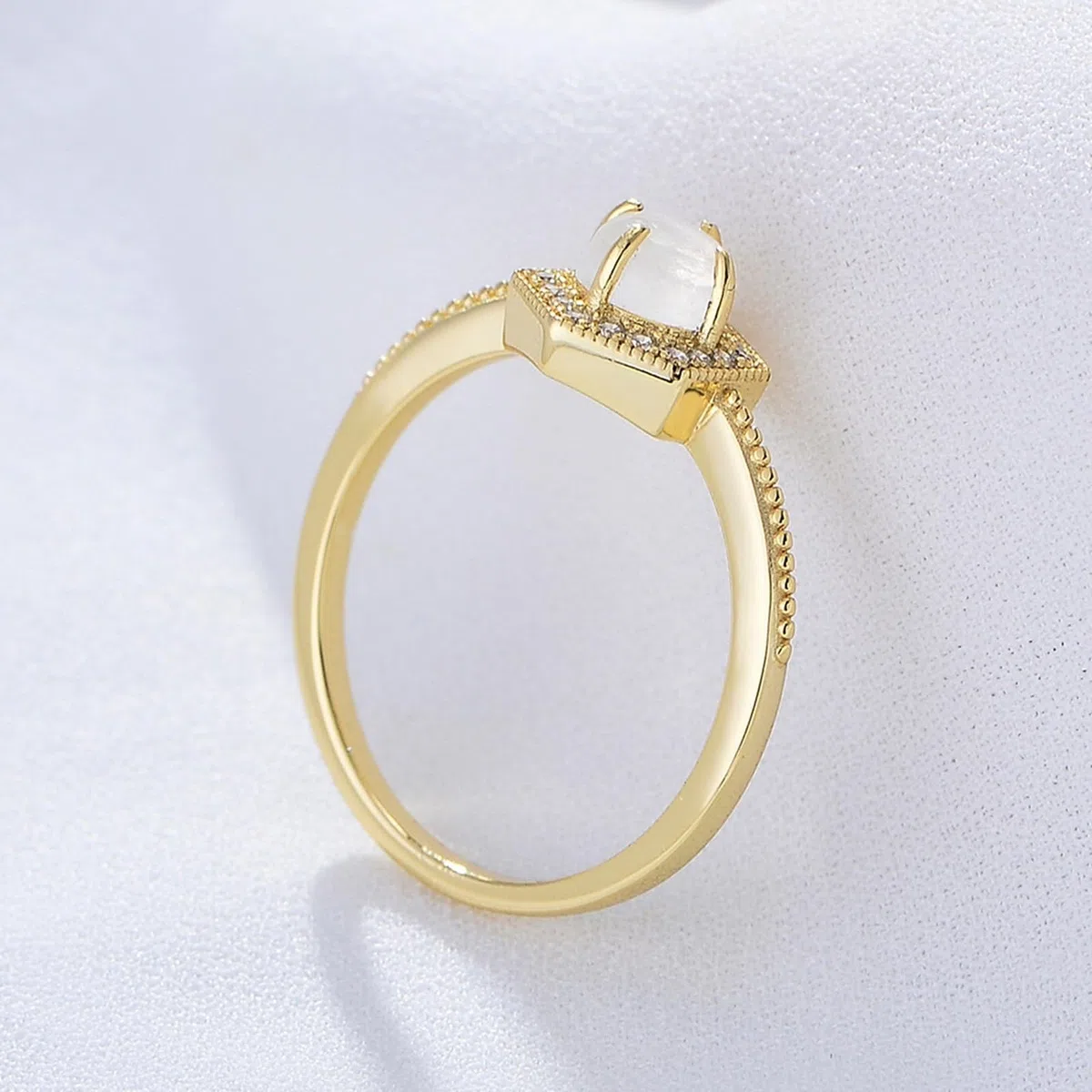 Anillo de oro con ópalo para mujer, anillo de boda, oro amarillo halo, anillos de compromiso de oro real de 0,5 ct ópalo alianzas para mujeres