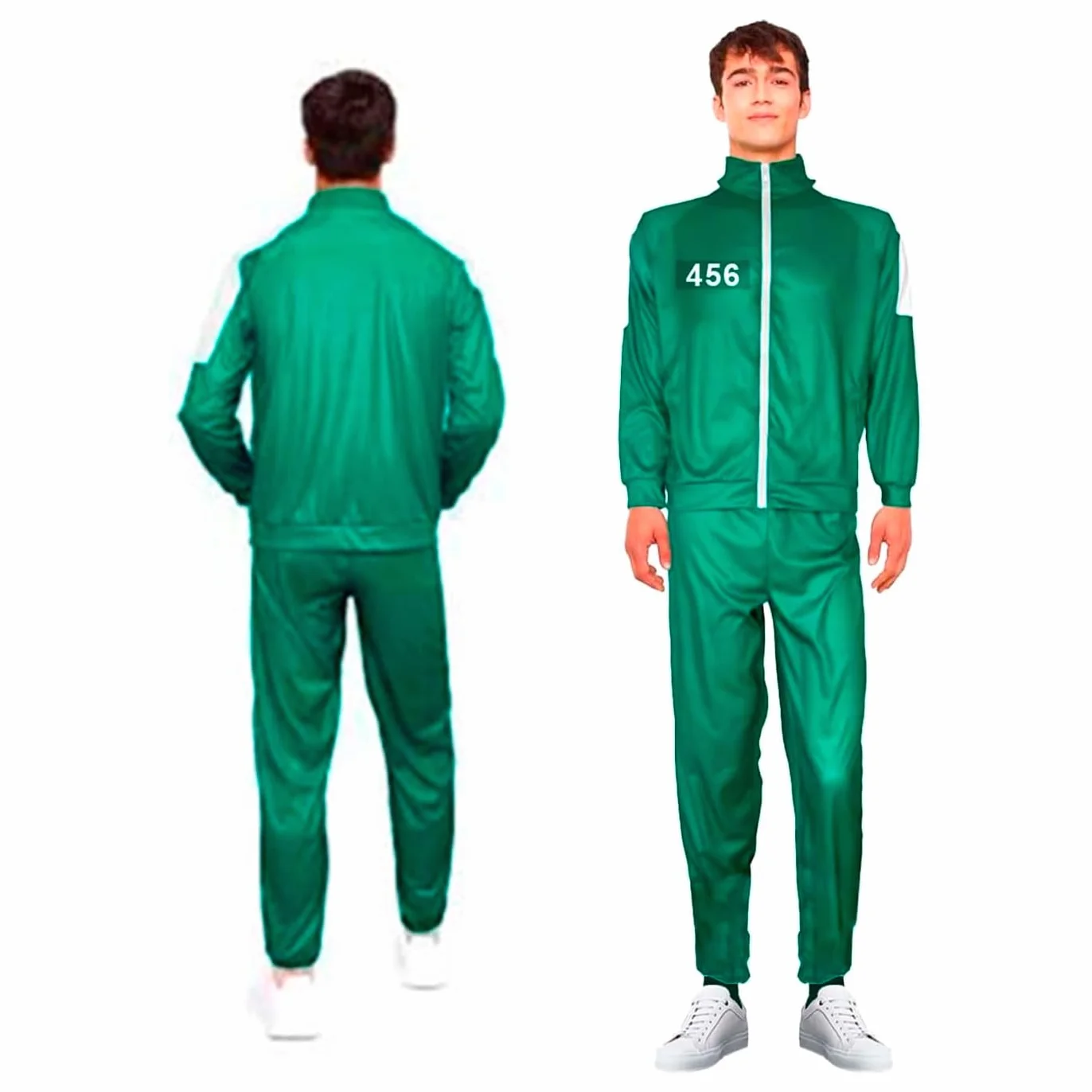 Disfraz de chándal verde y rayas blancas números inspirado en la serie Calamar talla S