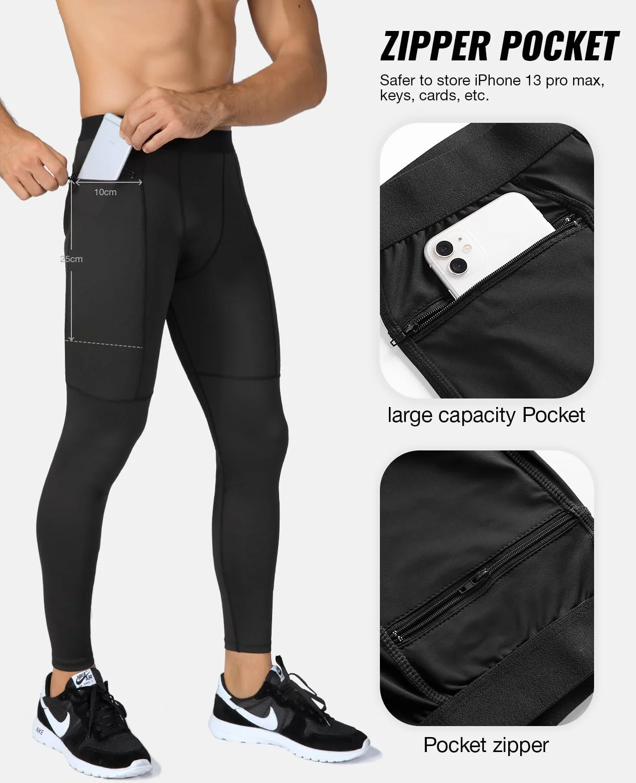 Niksa Mallas Hombre Running Leggings De Compresión 2 Piezas