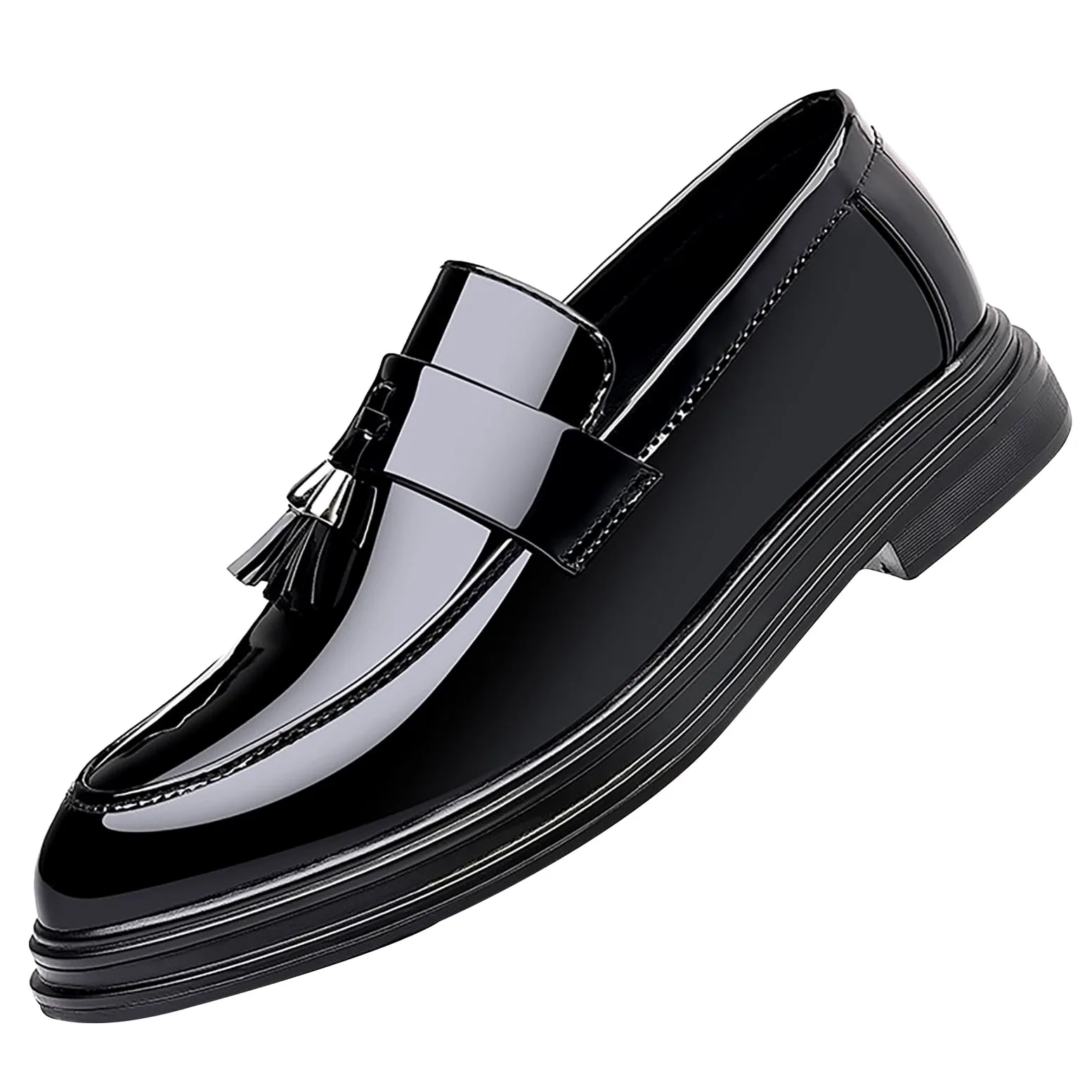 Mocasines con borlas brillantes para hombre, suela gruesa, zapatos de vestir elegantes e informales para fiestas y uso diario