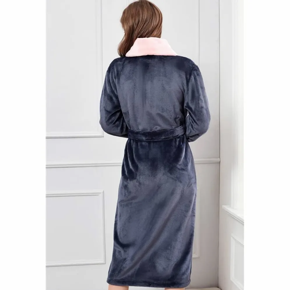 Genérico Pijama de Franela para Mujer, Kimono, Bata de baño, Ropa de casa Holgada y Gruesa, D-XL, D-XL (DX)