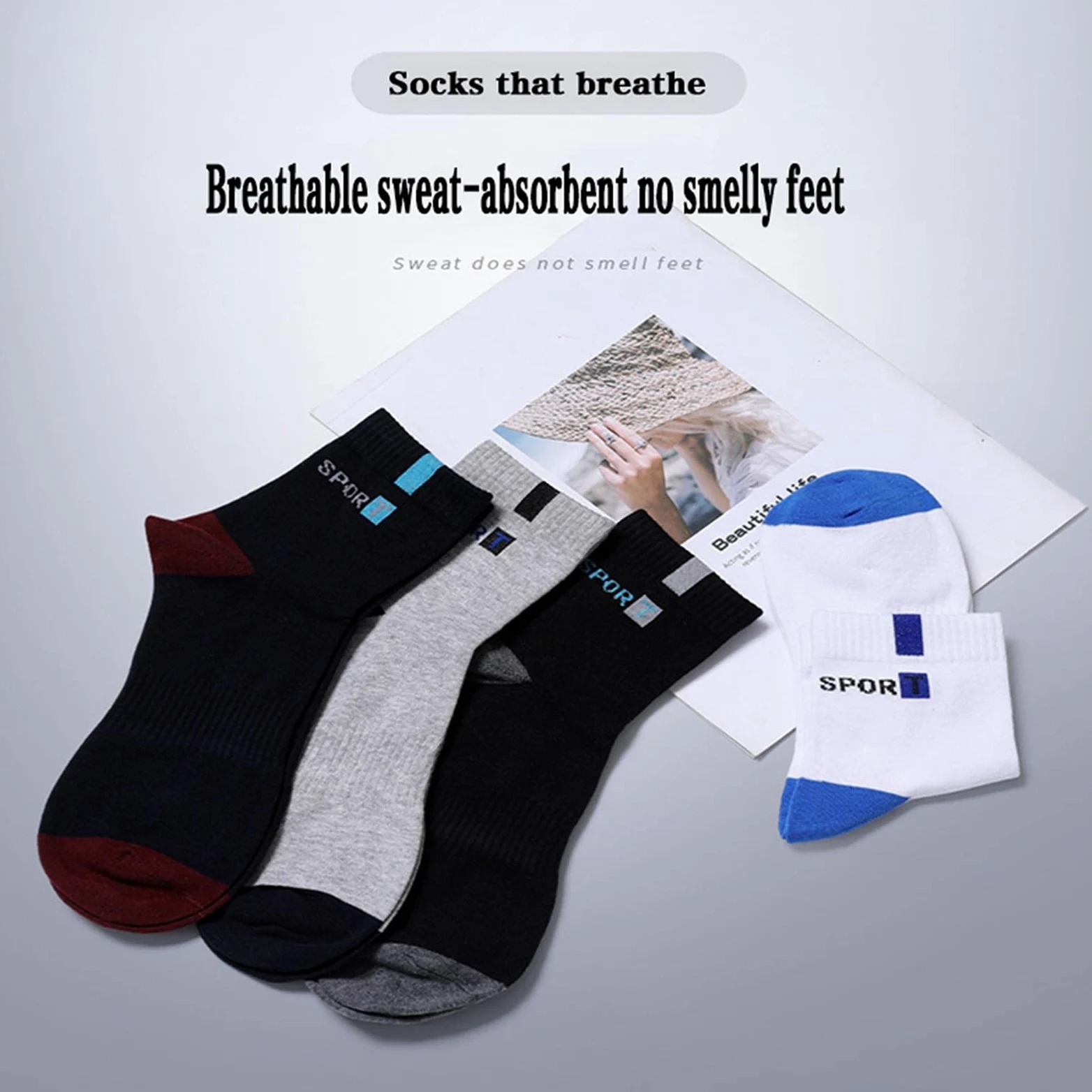 UKKO Calcetines de Hombre 10 Pares De Calcetines De Hombre Calcetines De Algodón De Tubo Largo Y Absorbente De Sudor Desodorante 38-44-10 Navy Blue,EUR 38-44 Us 6-11