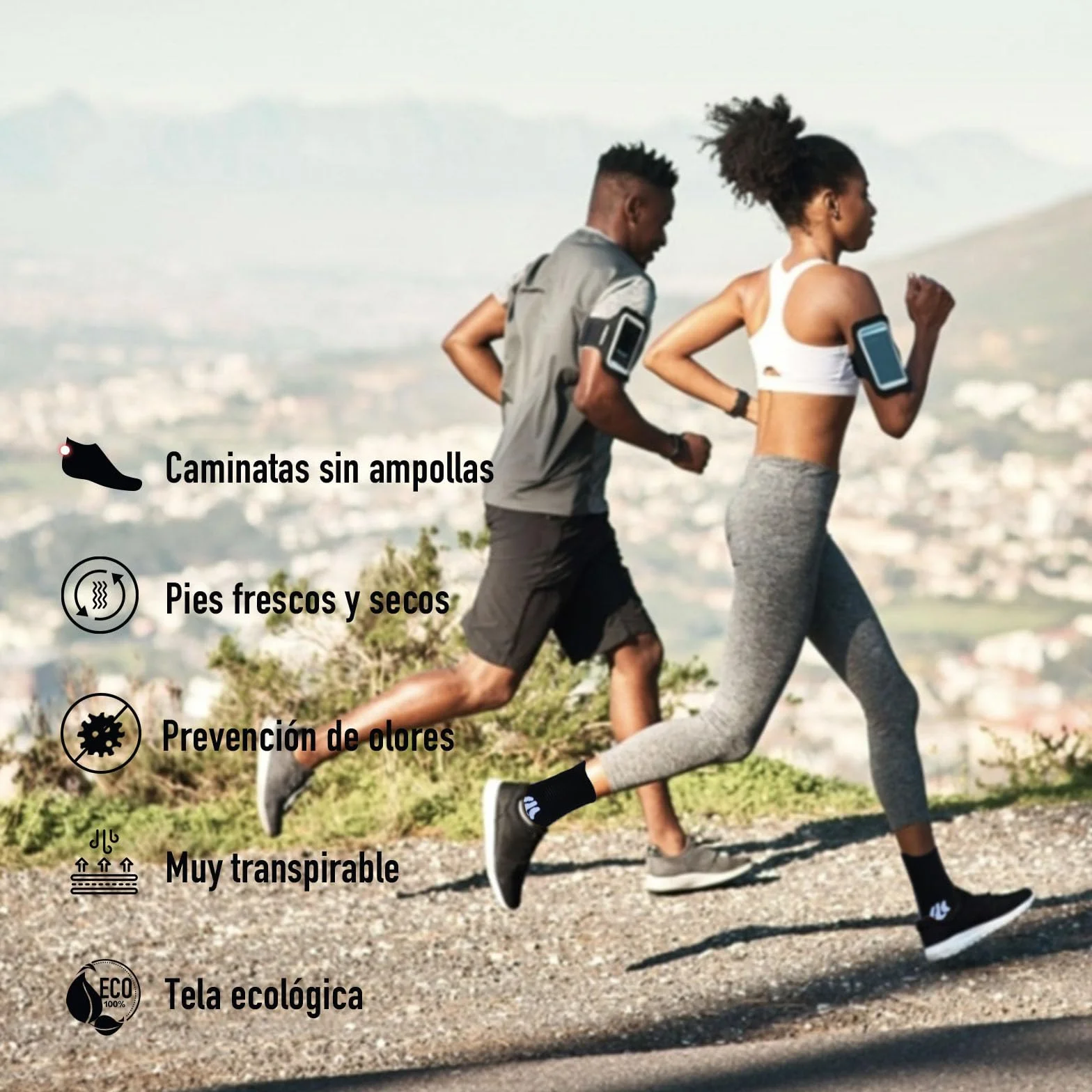 BRISIRA Coolmax Bambú Calcetines Compresión Running Hombre 3 Pares sin Costuras 35-51