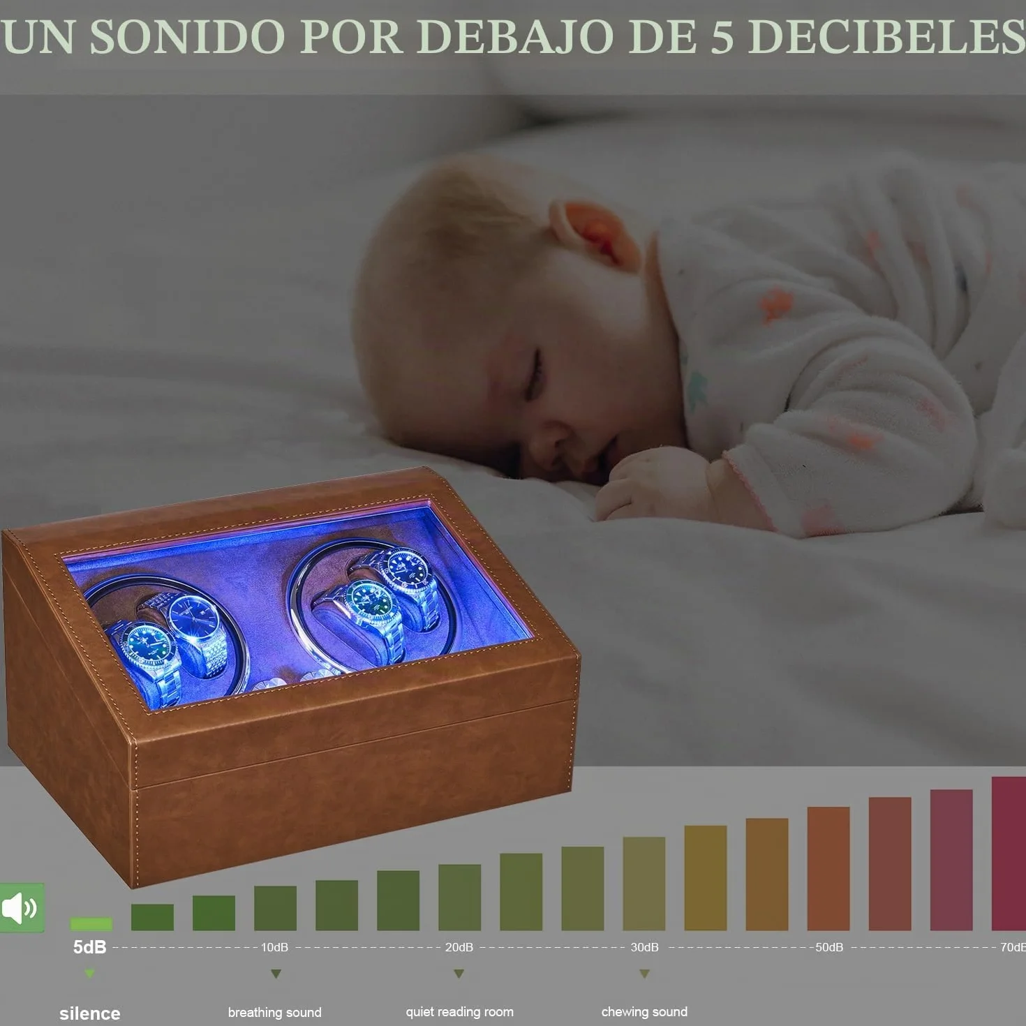 ANWBROAD Enrollador para Relojes Automáticos Caja Giratoria Automática con 10 Compartimentos Silencioso JWW002Z