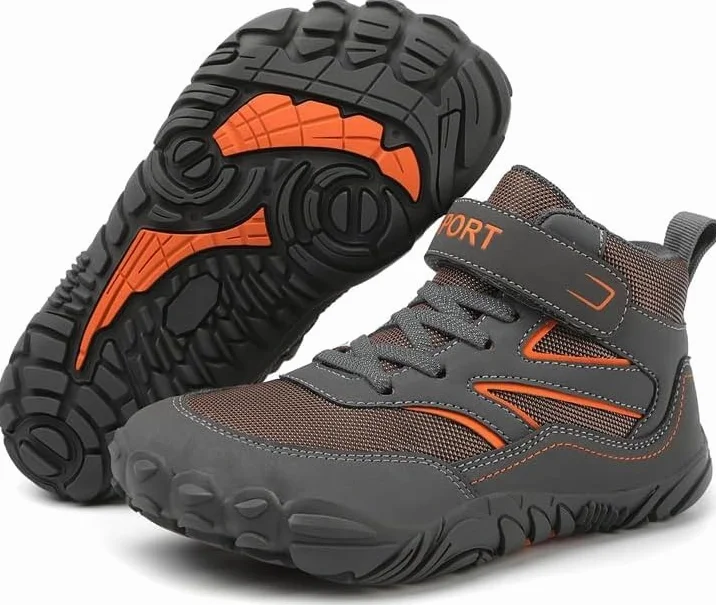 Zapatillas Descalzas Niños Zapatos de Trekking Barefoot Minimalistas Ligeras Transpirable Mid Hiking Shoes Unisex,28-37EU