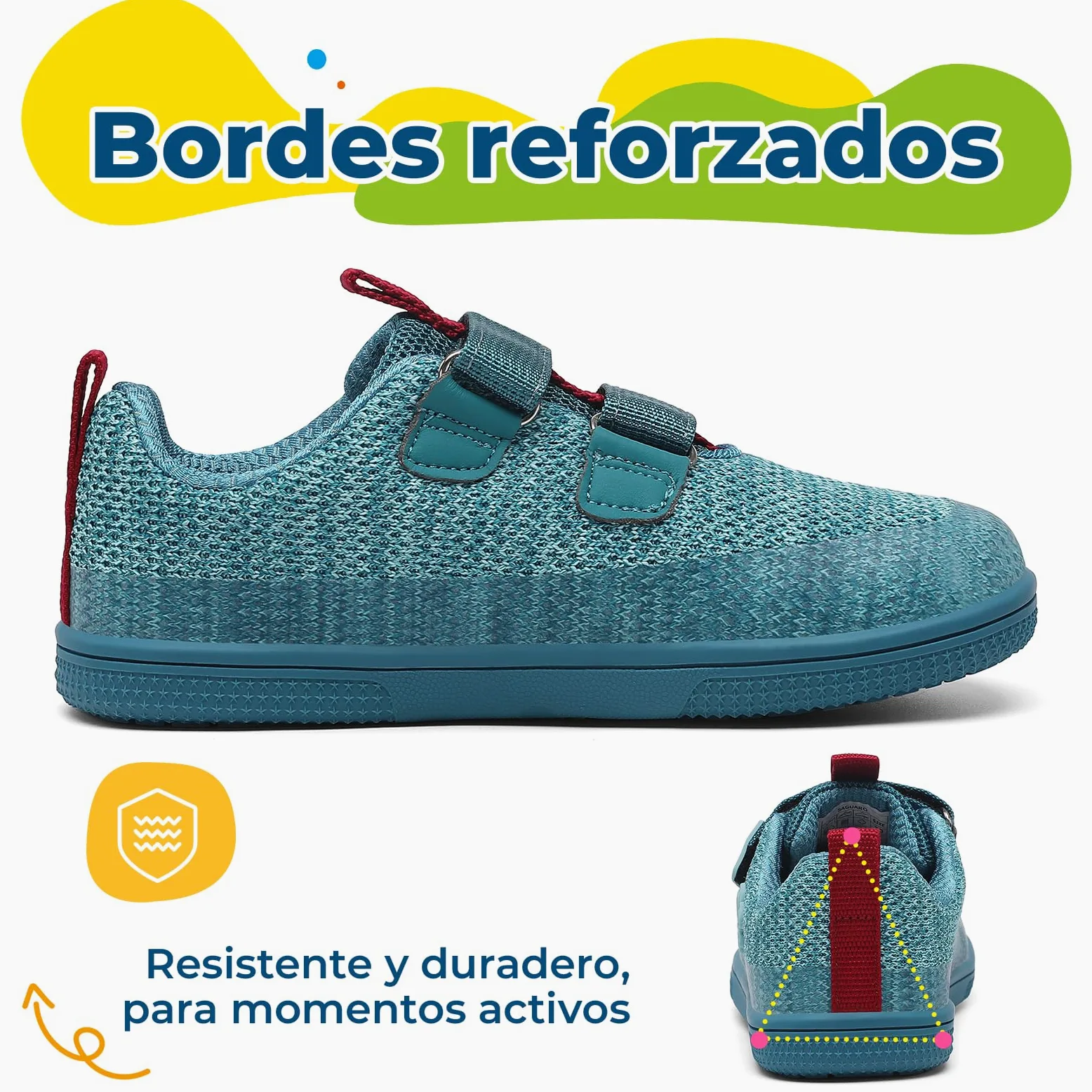 Saguaro Zapatos Barefoot para niños, Cierre de Gancho y Bucle y Puntera Ancha, Zapatos Infantiles Casuales para el día a día y el Colegio, Gr.25-36
