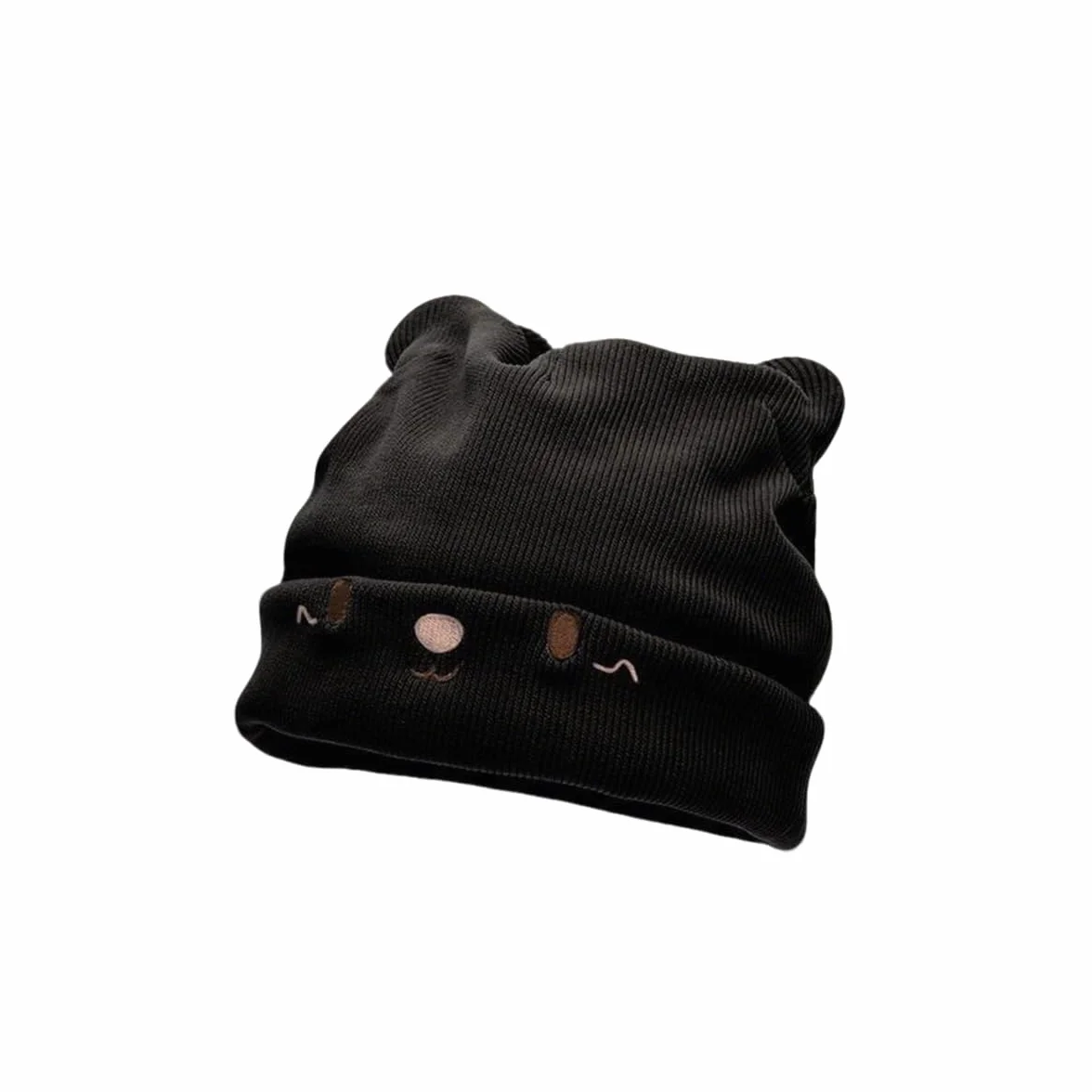 Gorros de punto para mujer de invierno forro polar, gorro fino hombre diseño orejas gato, 54-59 cm