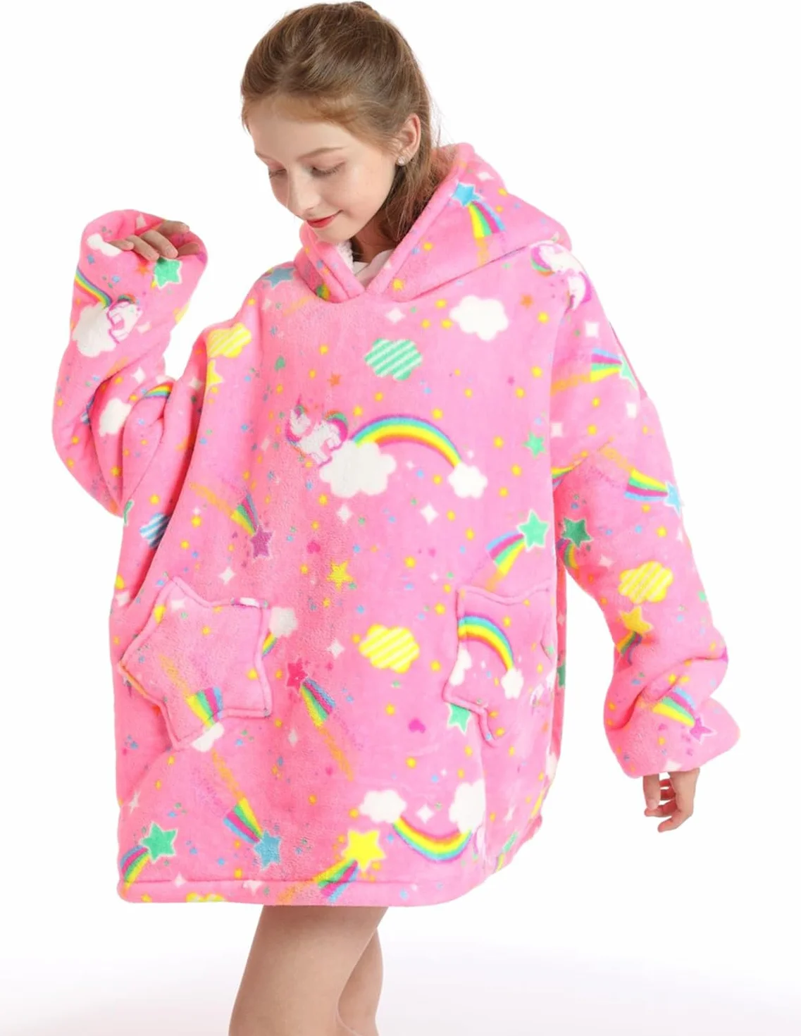 Sudadera con Capucha para Niñas Sudadera con Capucha de Gran Tamaño para Niños con Bolsillo Ropa de Invierno