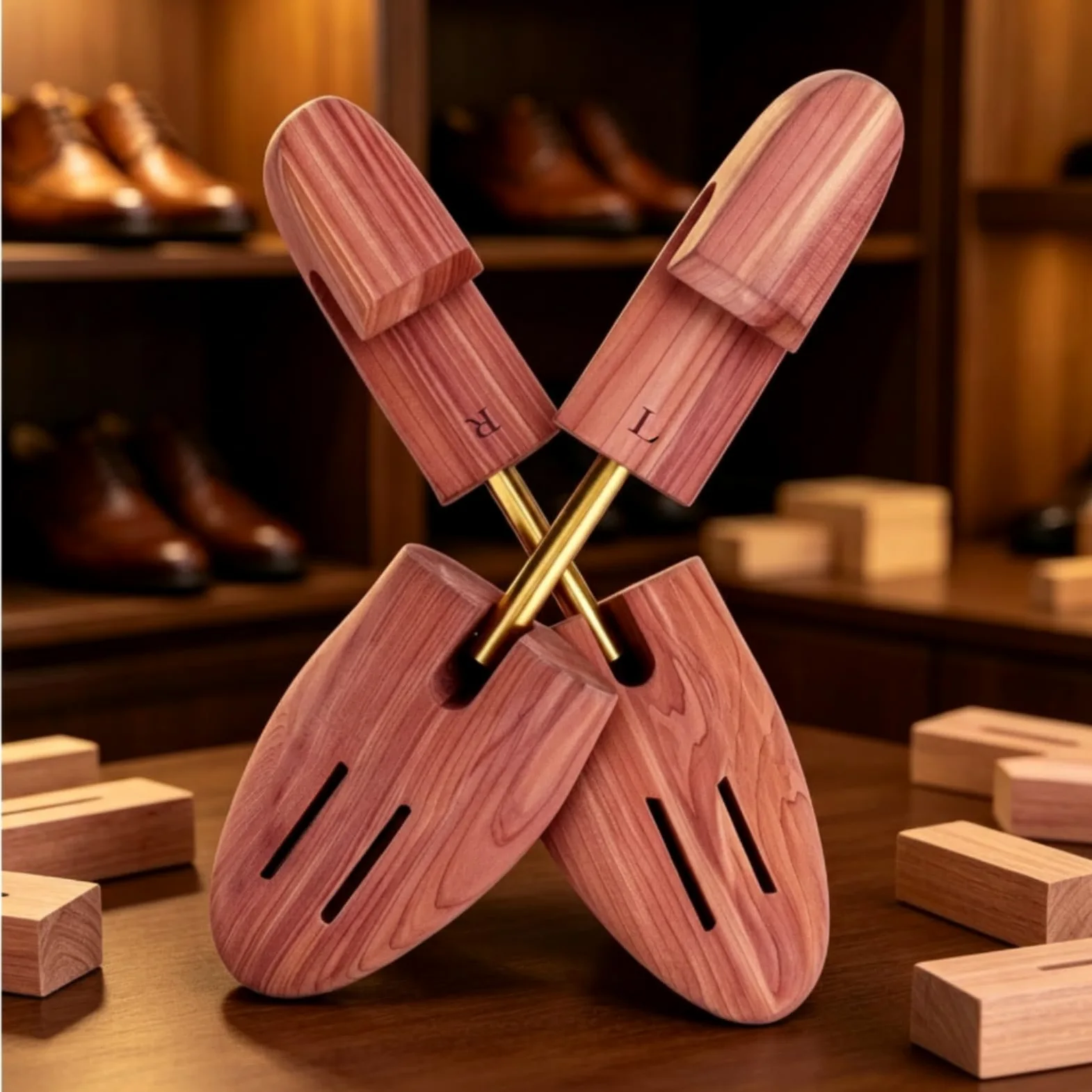 rockible para Zapatos Ajustable de Cedro con Zapatos Ensanchador Mantenedor Control de Olor y Secado entre Usos Ranuras en la Puntera Adecuado para Equipaje