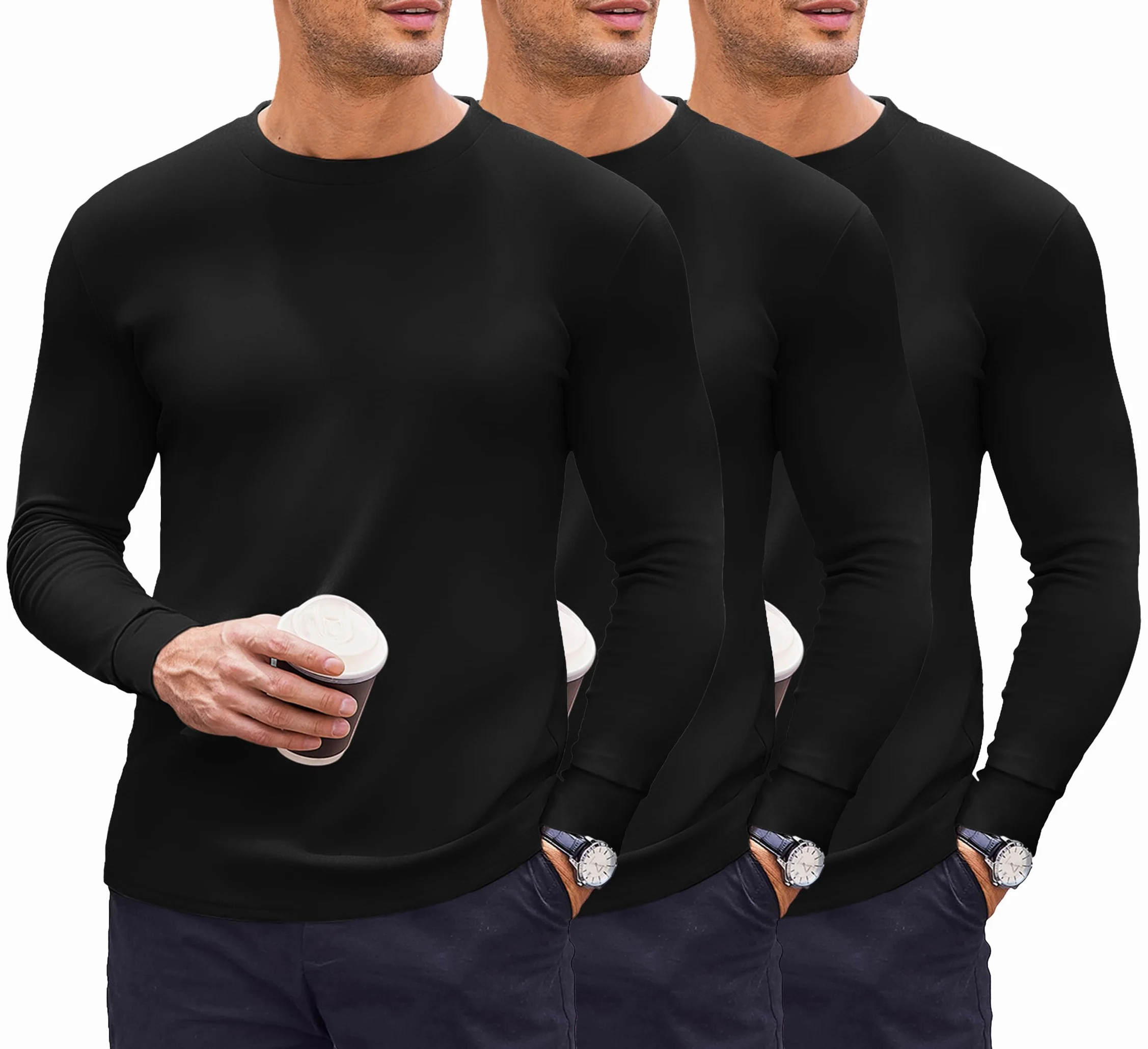 Ekouaer Camiseta Termica Hombre Ligero Camisa Manga Larga,S-3XL