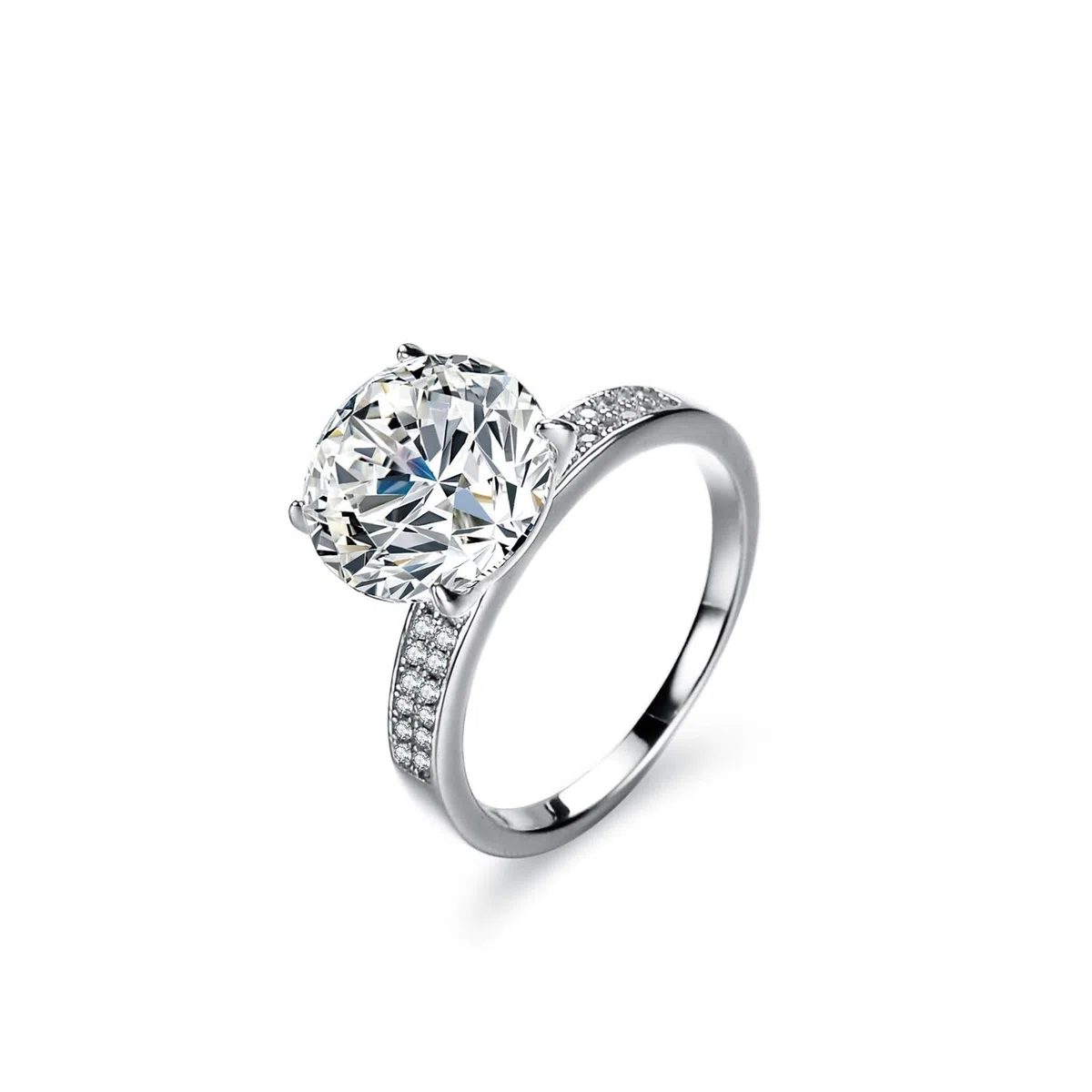 Anillo de mujer de oro blanco con moissanite de 5 ct, alianzas de oro auténtico, solitario, anillo de compromiso, oro