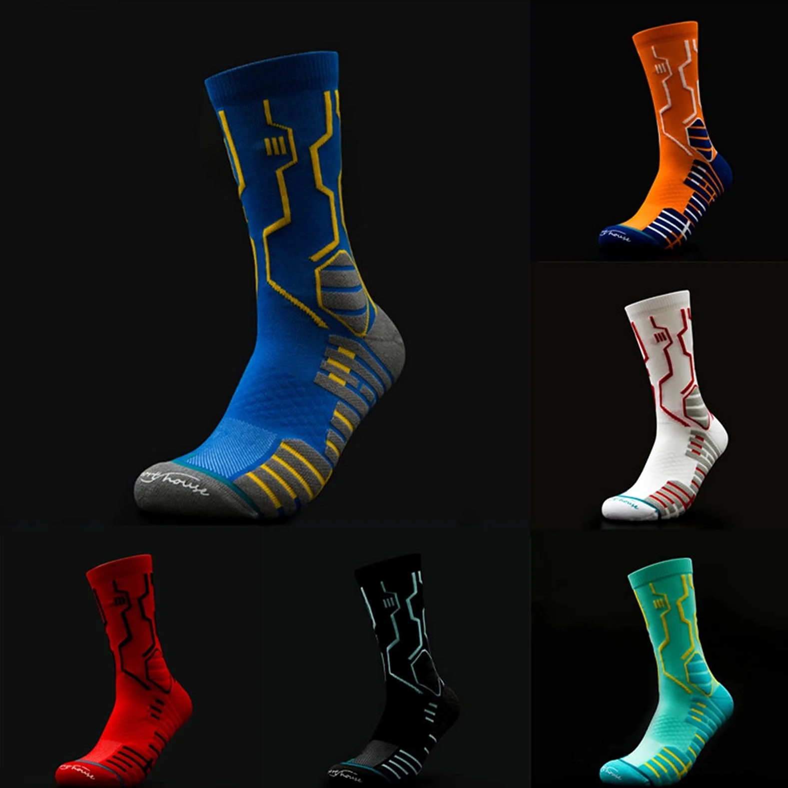 Calcetines de algodón de los Hombres Transpirables espesados ​​Terry Professional Baloncesto Calcetines Compresión Deporte Sock Sport Calcetines Raning Calcetines Deportivos