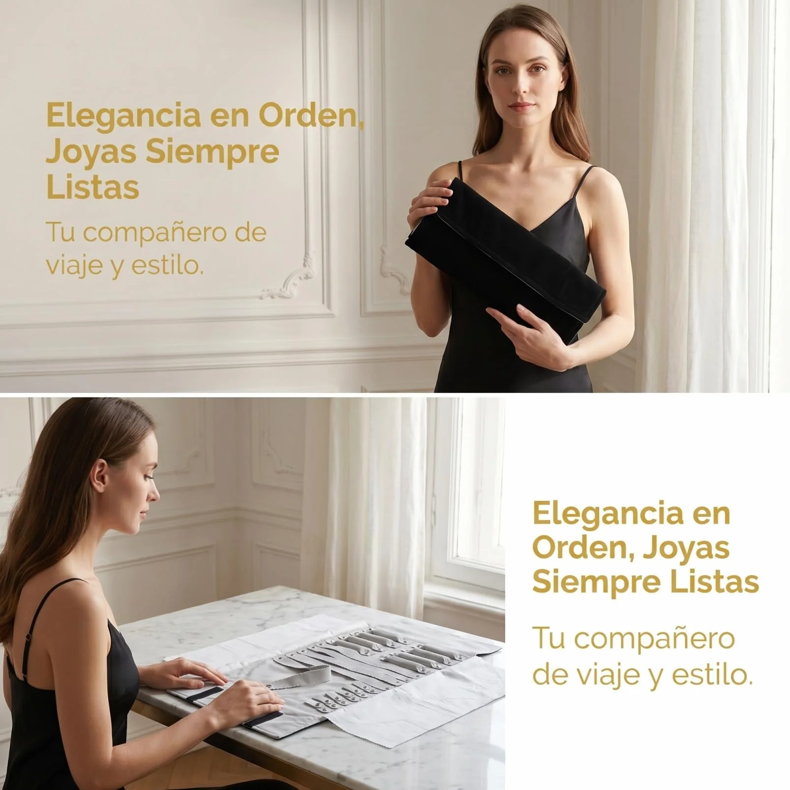 CALLARON Organizador Para Joyas Espacio Para Brazaletes Anillos y Collares Bolsa Portátil De Tela Resistente Para Almacenamiento Casa y Viajes