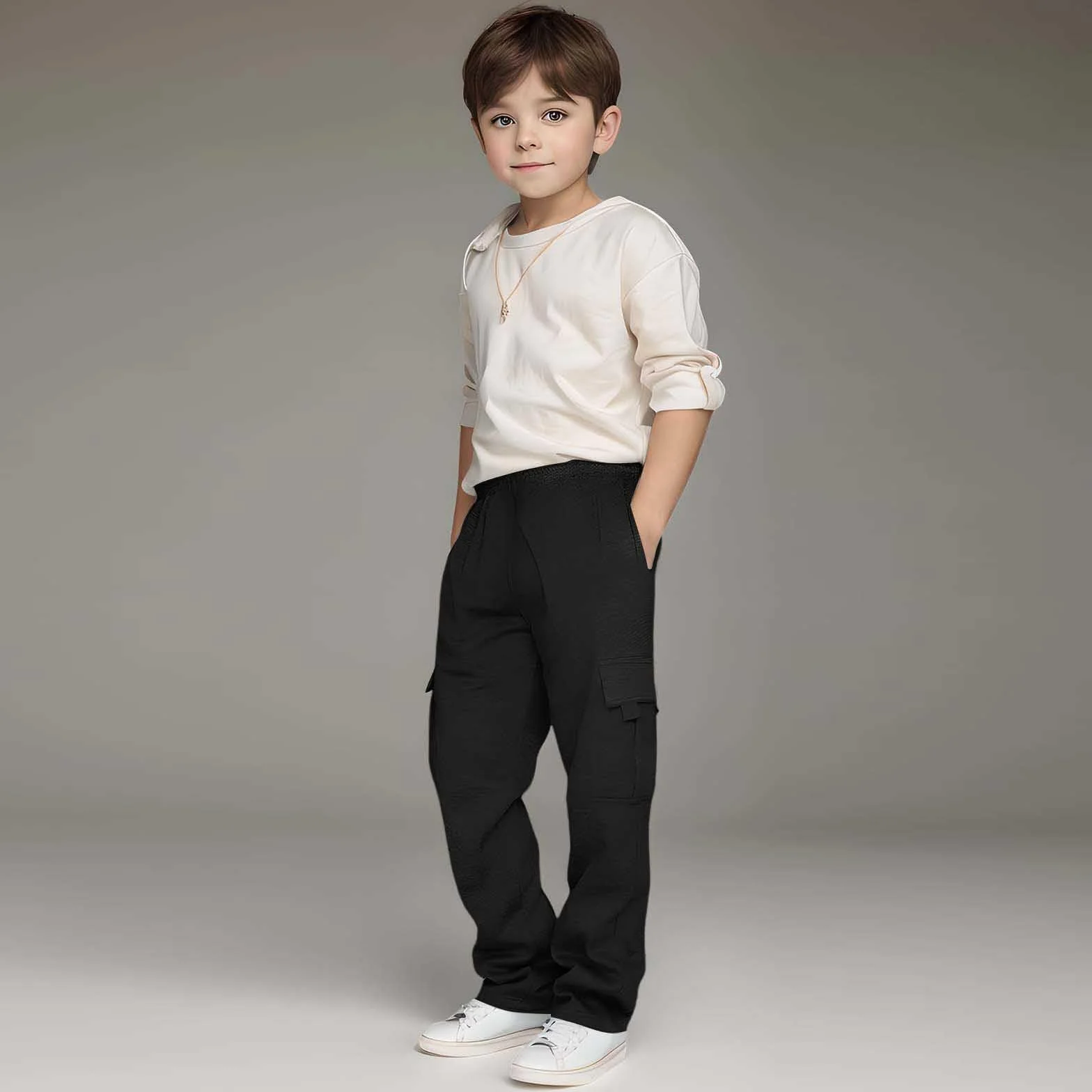 Pantalones deportivos largos para hombre con cordón negro