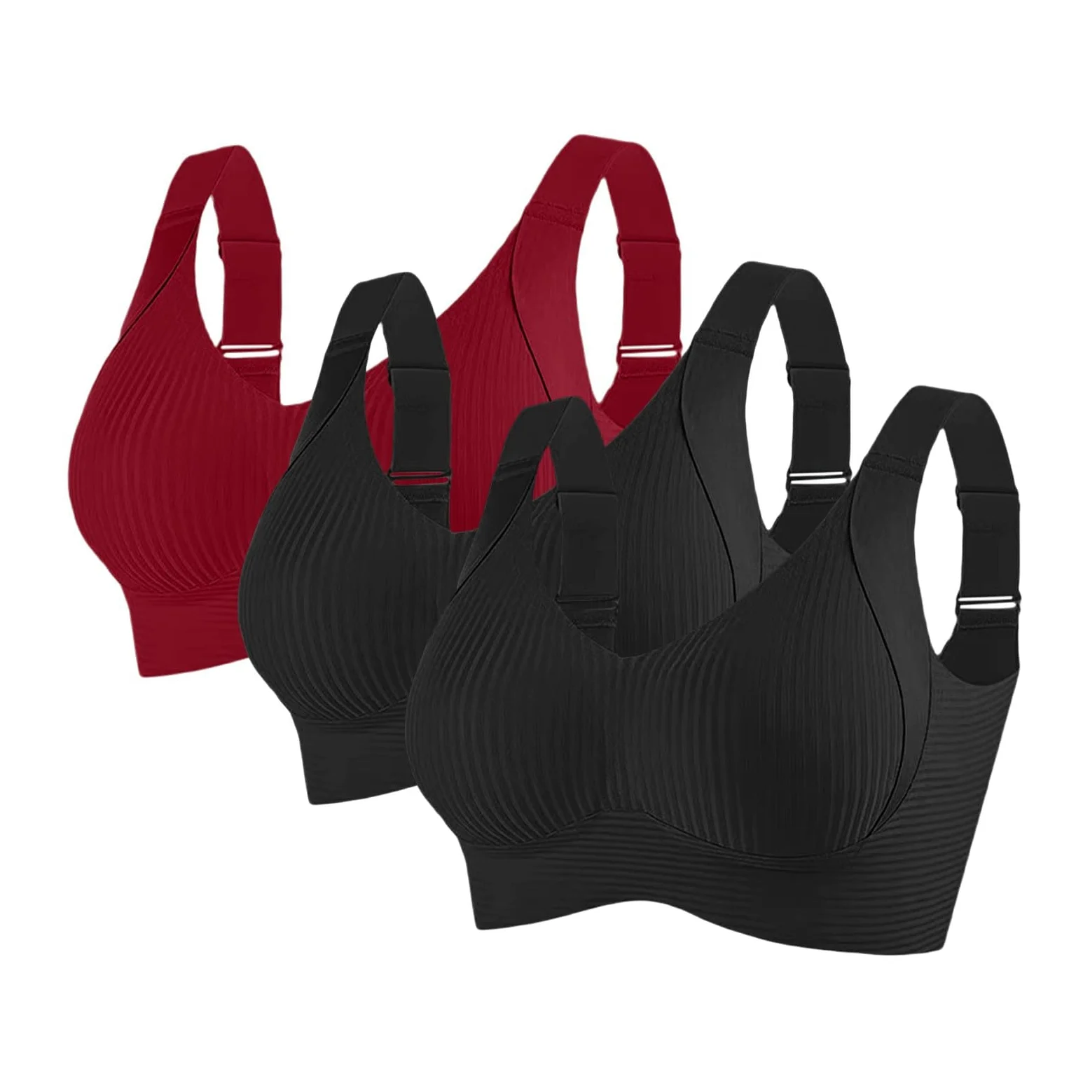 Sujetadores Confort para Mujer UK Deportes Push Up Sin Costuras Paquete de 3 Inalámbrico Acanalado Pechos Grandes Caídos Tops para Mujer Mayor Soporte Deportivo Levantamiento Comodidad Ajustable Alto