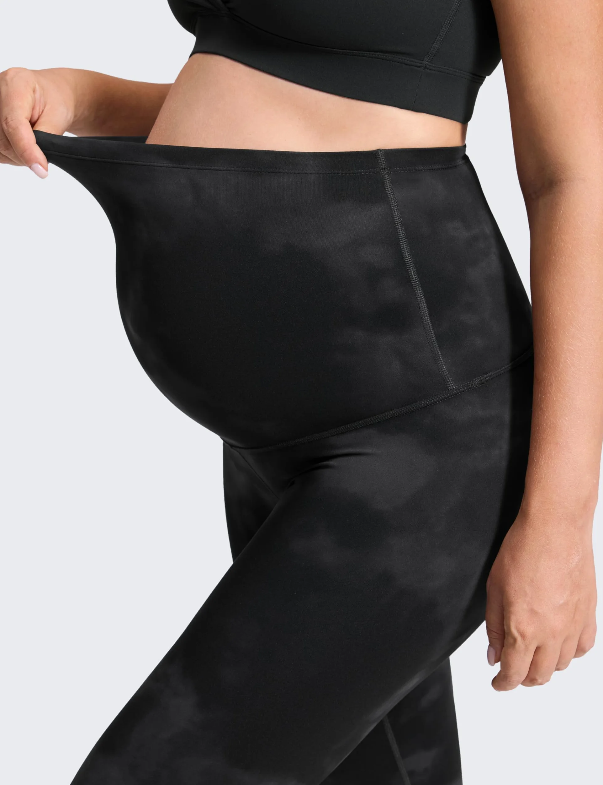 CRZ YOGA Maternidad Leggings 64cm Negro-Tiedye 42 | Butterluxe, Extremadamente Suave, Compresión Suave, Yoga, Talle Alto, Barriga Forma U, Embarazo y Posparto