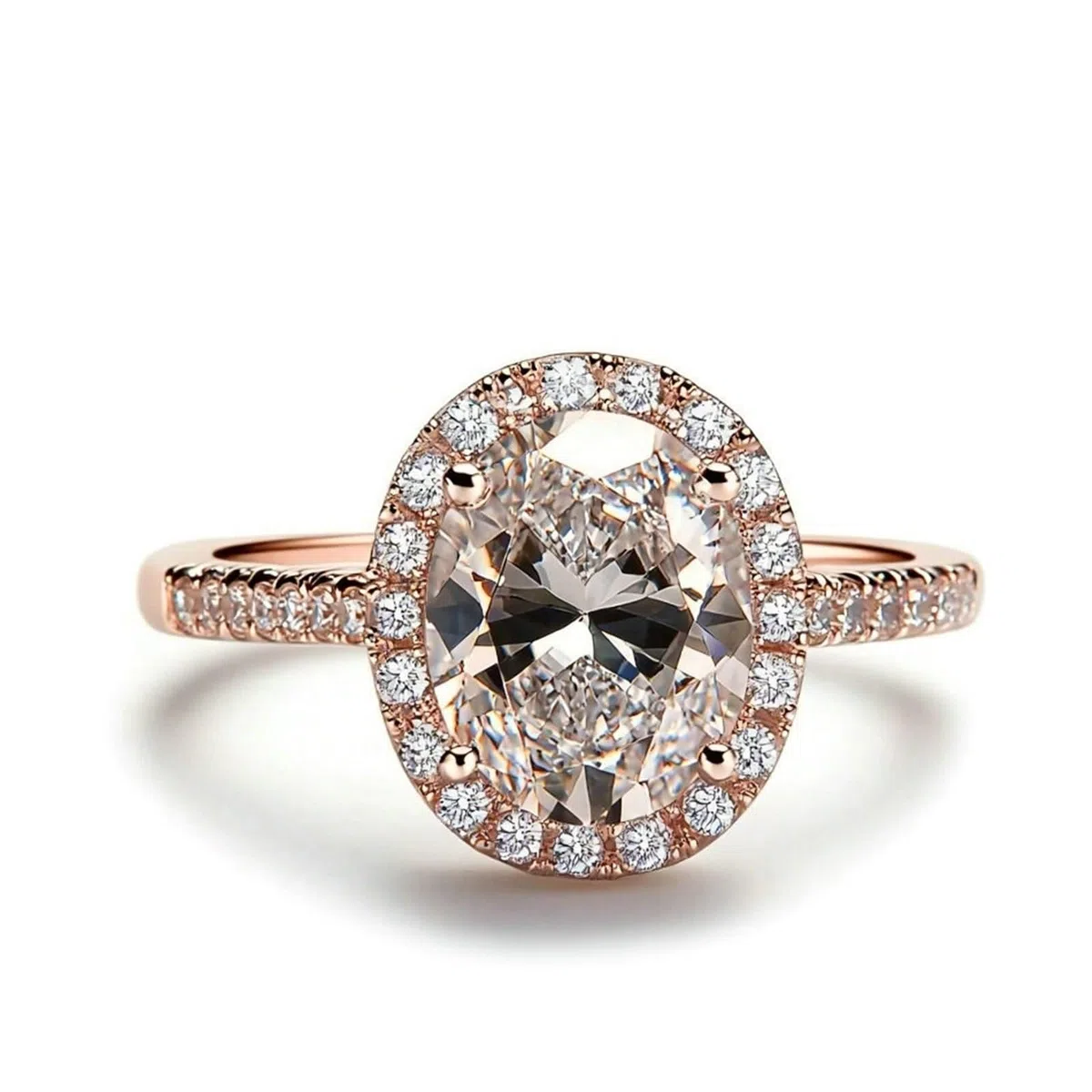 Anillo de compromiso para mujer, con moissanita, oro rosa de 14 quilates, talla 54 (17,2)