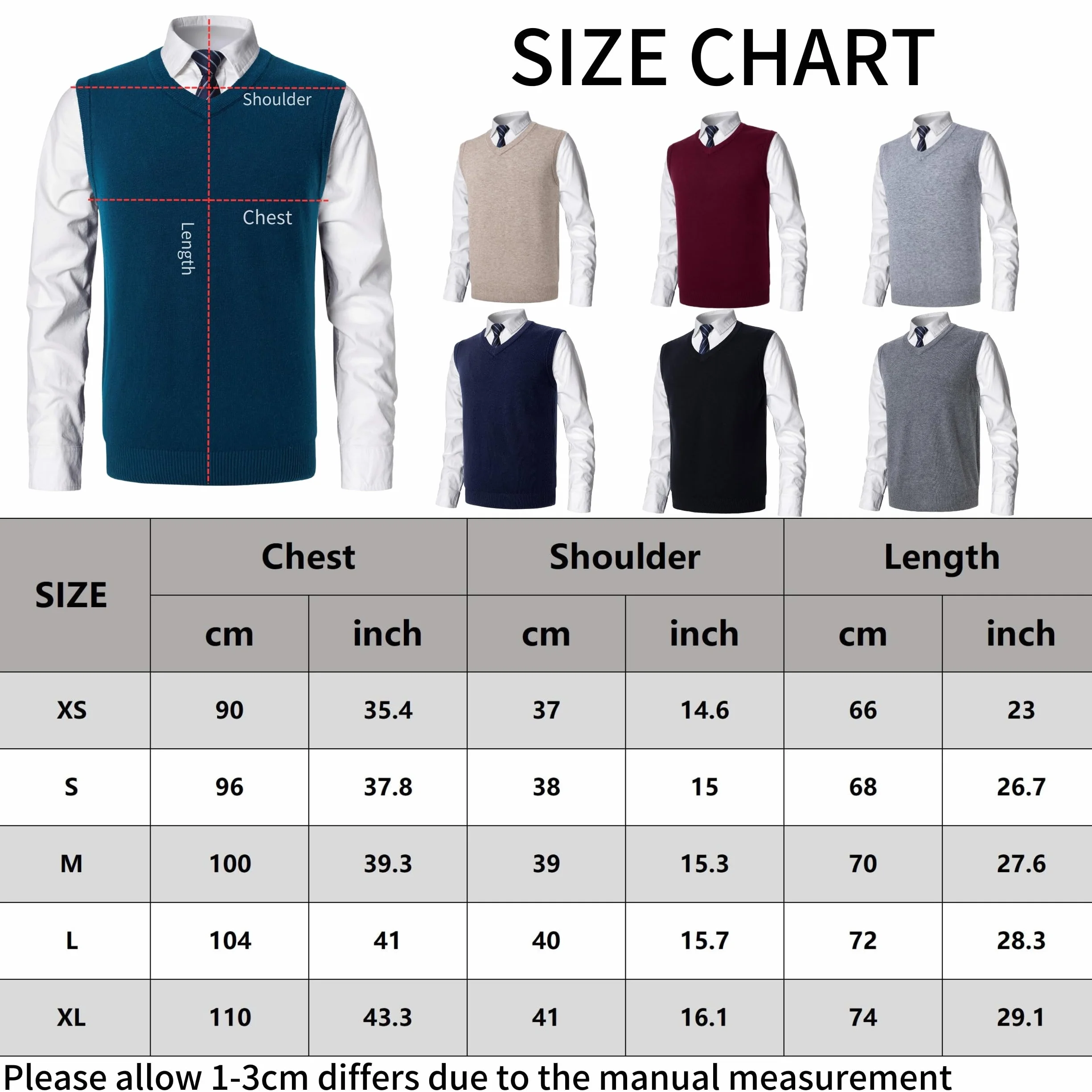 Hombre Invierno Sin Mangas con Cuello En V Chaleco Casual de Negocios Casual Suéter Sin Mangas Punto Chaleco suéter Caballero Suéter Cardigans Tank Tops