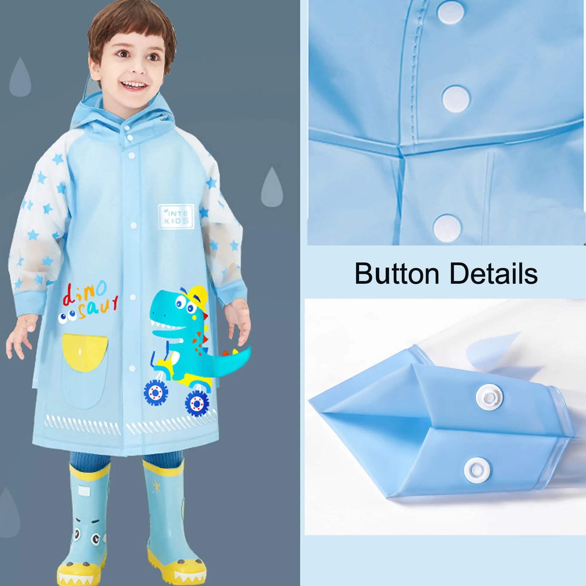 Fewlby Chubasqueros para Niños Poncho de Lluvia Niñas Chaqueta Impermeable Infantiles Ligero Abrigos Impermeables con Capucha Reutilizable Traje de Lluvia 1-14 Años