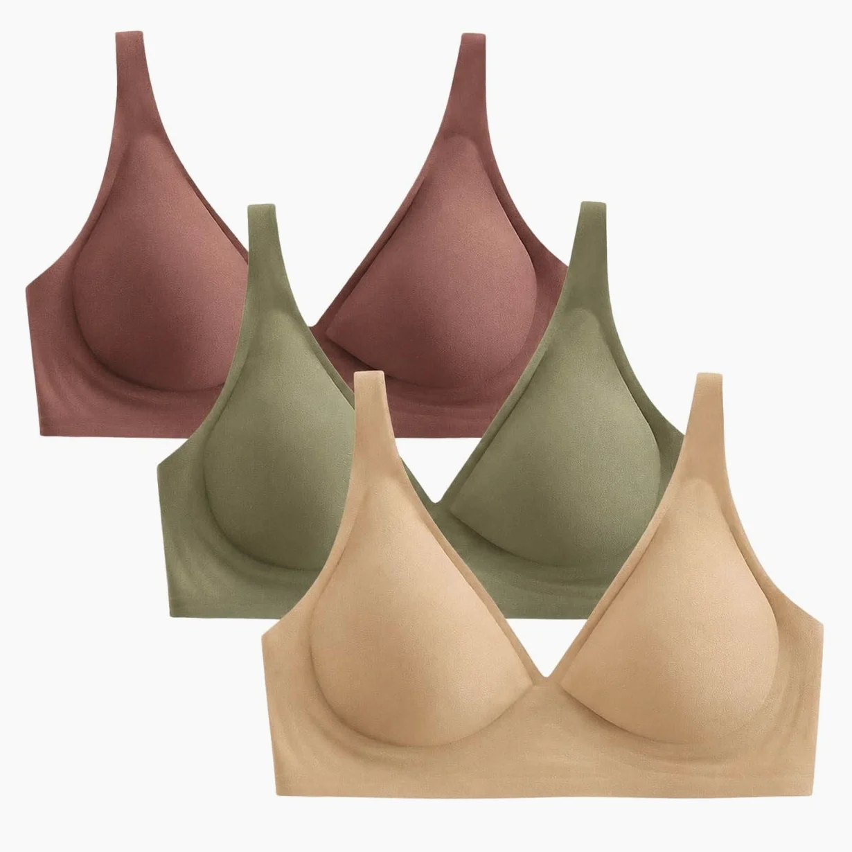 Sujetadores para mujer, sin costuras, sin costuras, escote en V profundo, sin aros, soporte suave, delgado, cómodo, espalda en U, lencería diaria