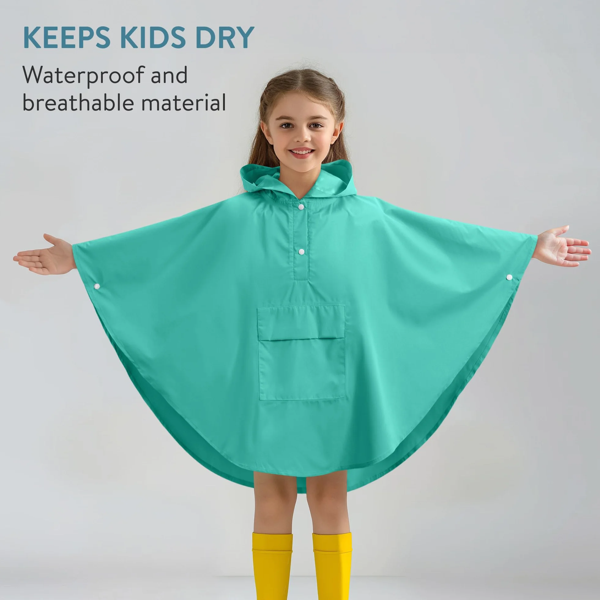 JEMIDI Poncho Impermeable Niño - Capa de Lluvia Infantil Mágica con Cambio de Color al Contacto con Agua - Con Bolsa de Transporte - Poncho Lluvia Niña Niño 3-5 Años - Morado