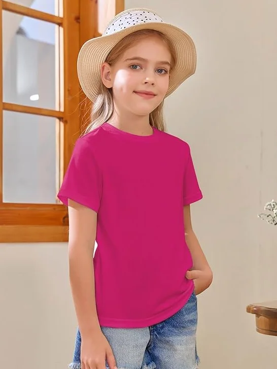 Haloumoning Camisetas de manga corta para niña, camisetas de verano, cuello redondo, informal, camisetas de gran tamaño
