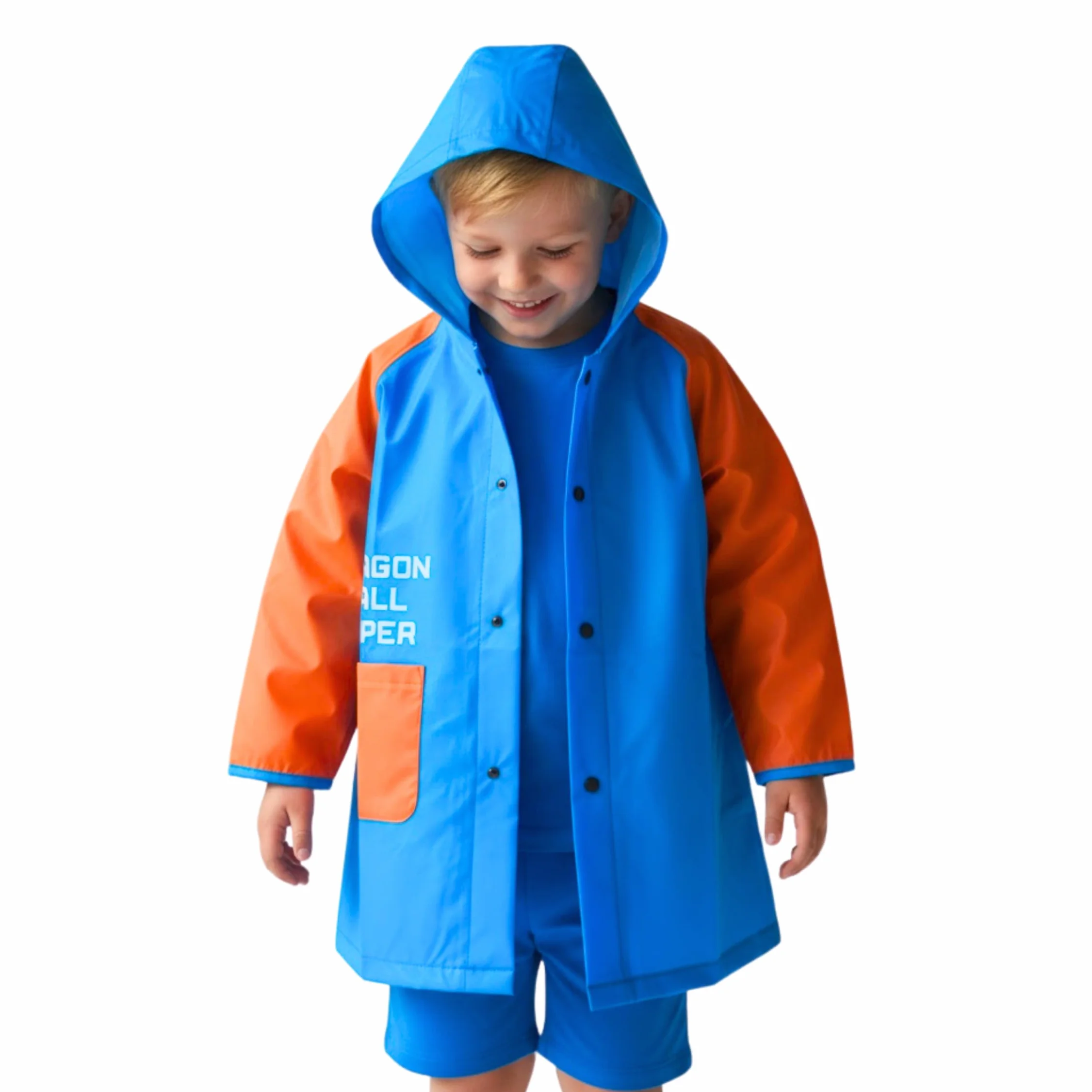 Dragon Ball Z Chubasquero Impermeable para Niños, Chaqueta Lluvia con Capucha, Tallas 4-8 Años