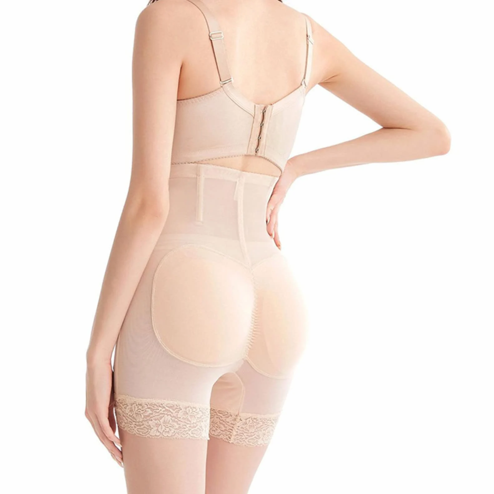 Bragas levantadoras de glúteos sin Costuras, Ropa Moldeadora Acolchada para Mujeres, Cintura Alta, Control de Barriga, moldeadores de Cuerpo, Dobladillo de Encaje, glúteos Falsos
