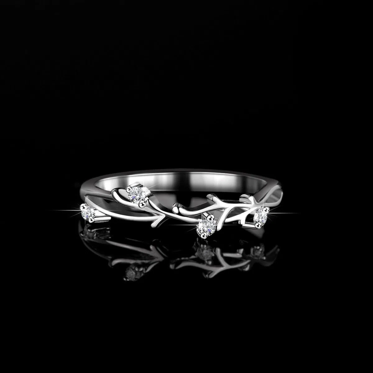 Anillo para mujer con moissanita, plata de 14 quilates, oro blanco, talla 58 (18,5)