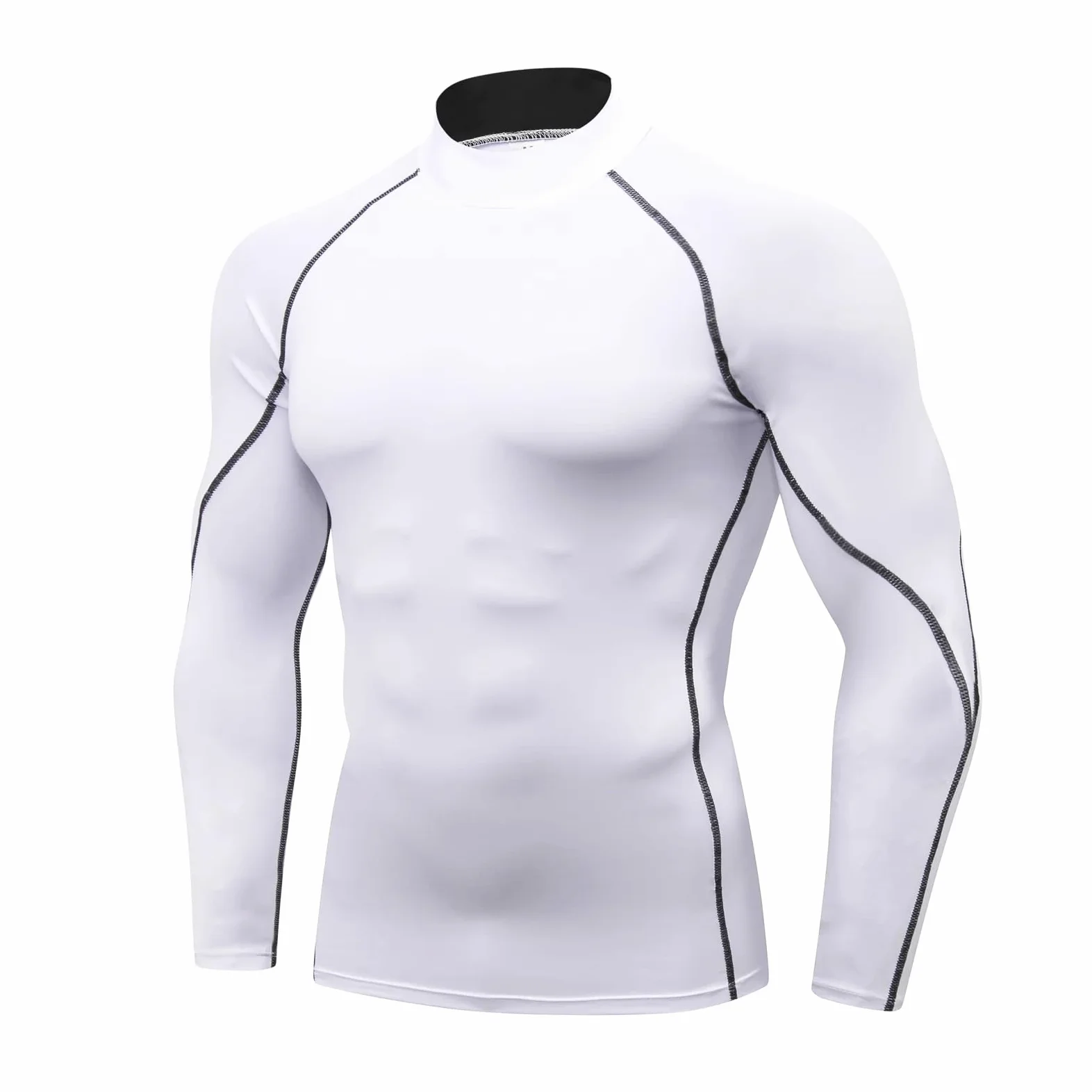 Camisa De Compresión Cuello Alto For Hombre, Camisetas Interiores Entrenamiento Manga Larga For, Mallas For Baloncesto, Correr, Capa Base Atléticas