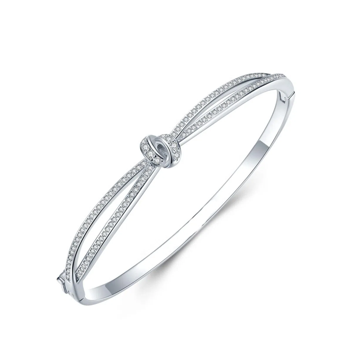 Pulseras de Mujer de Oro Blanco 9Kilates / 14Kilates / 18Kilates, Infinito y Nudo con Moissanita, Cadena 16 CM, Pulsera Mujer Plata