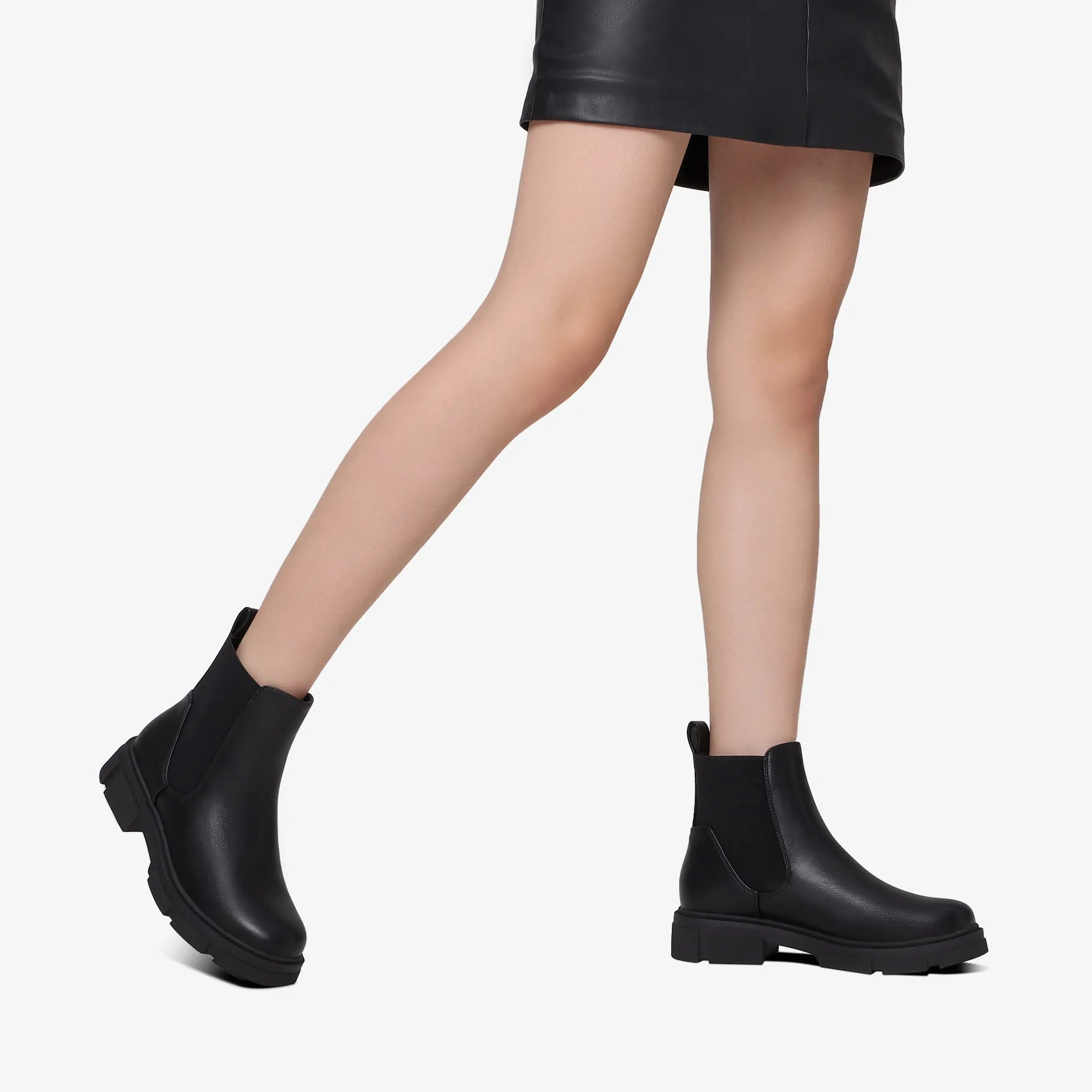 DREAM PAIRS Botas Tacón Grueso Mujer | Upper PU mate, suela TPR gruesa, agarre antideslizante, forro jersey transpirable.