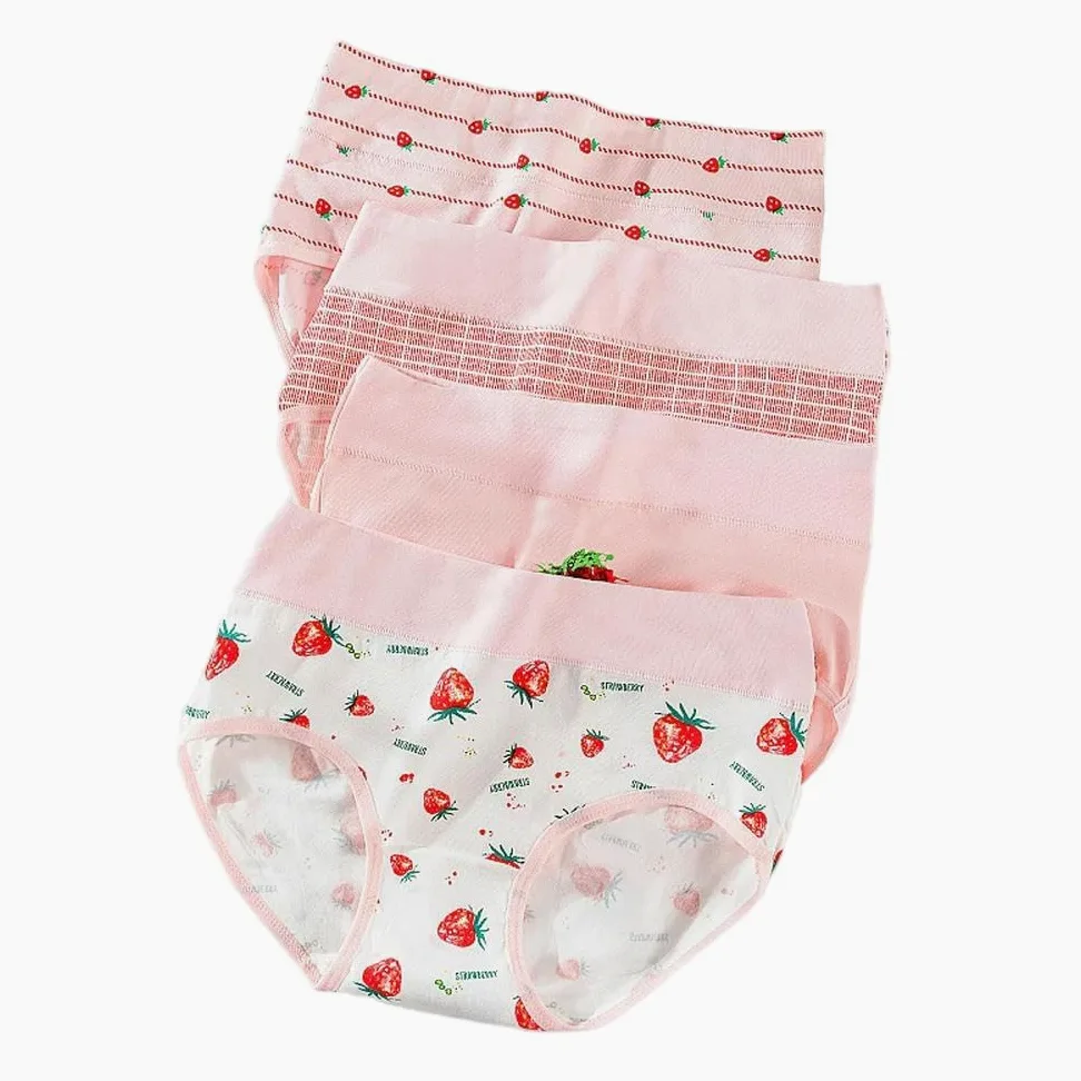 DYRBF - Bragas de algodón de cintura alta para mujer, ropa interior adelgazante, sin costuras, ropa interior sexy y transpirable para mujer, 4 piezas