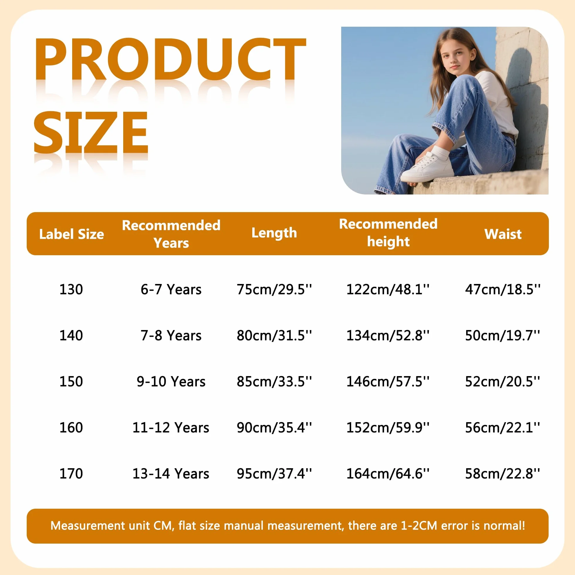 Jeans para Niñas, Holgados de Pierna Ancha Vaqueros Casual Pantalones con Cintura Elástica, Largos Stretch Azul Denim Jeans con Bolsillos Moda Infantil Pants para 6-14 años
