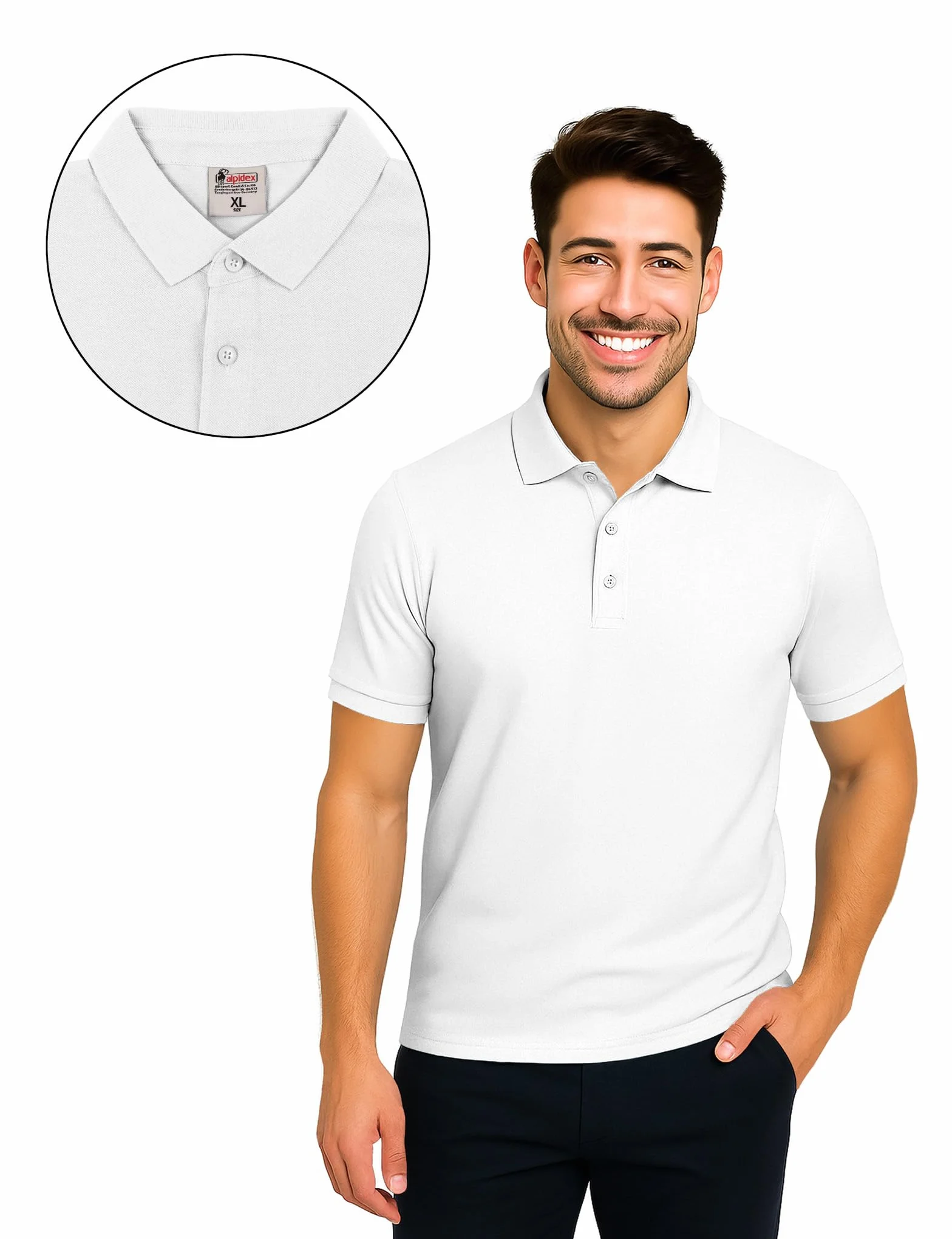 ALPIDEX Camiseta Polo Hombre Pack de 3 Manga Corta 100% Algodón Unicolor