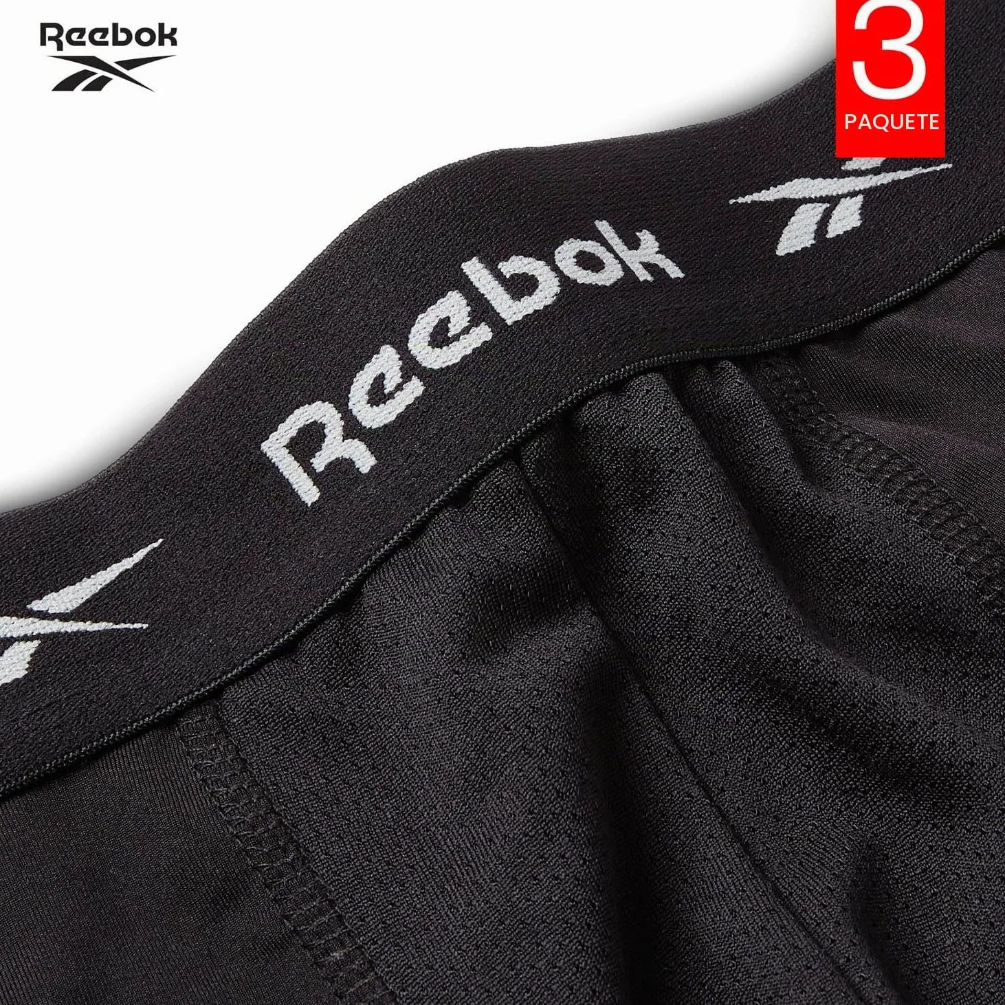 Reebok Hogan Reebok - Calzoncillos Deportivos Transpirables para Hombre (3 Unidades), Color Negro, Blanco, Gris Jaspeado, Negro, XL Hombre (Pack de 3)