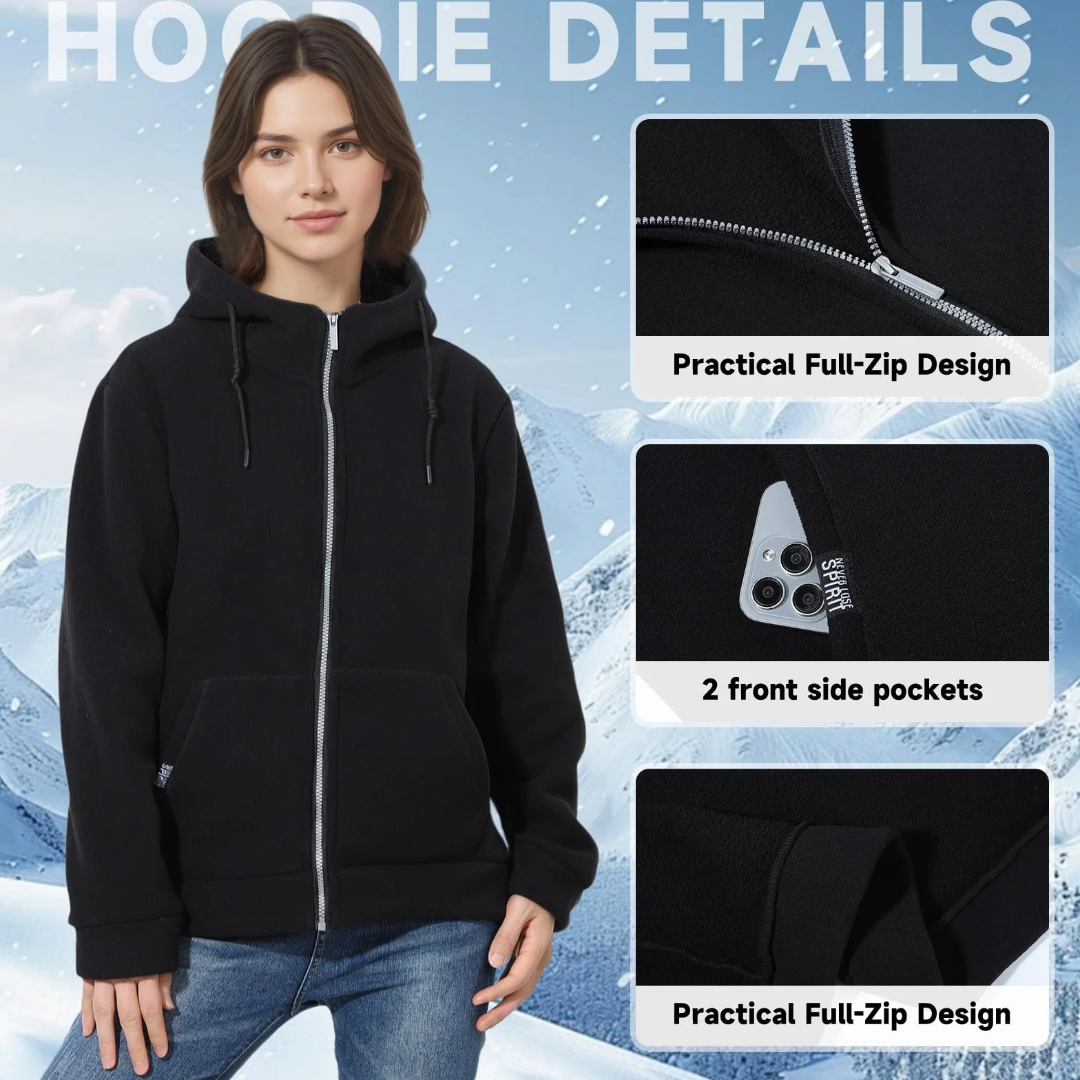 BWBIKE Sudadera Cremallera Completa Mujer Forrada Vellón Manga Larga Chaqueta Casual