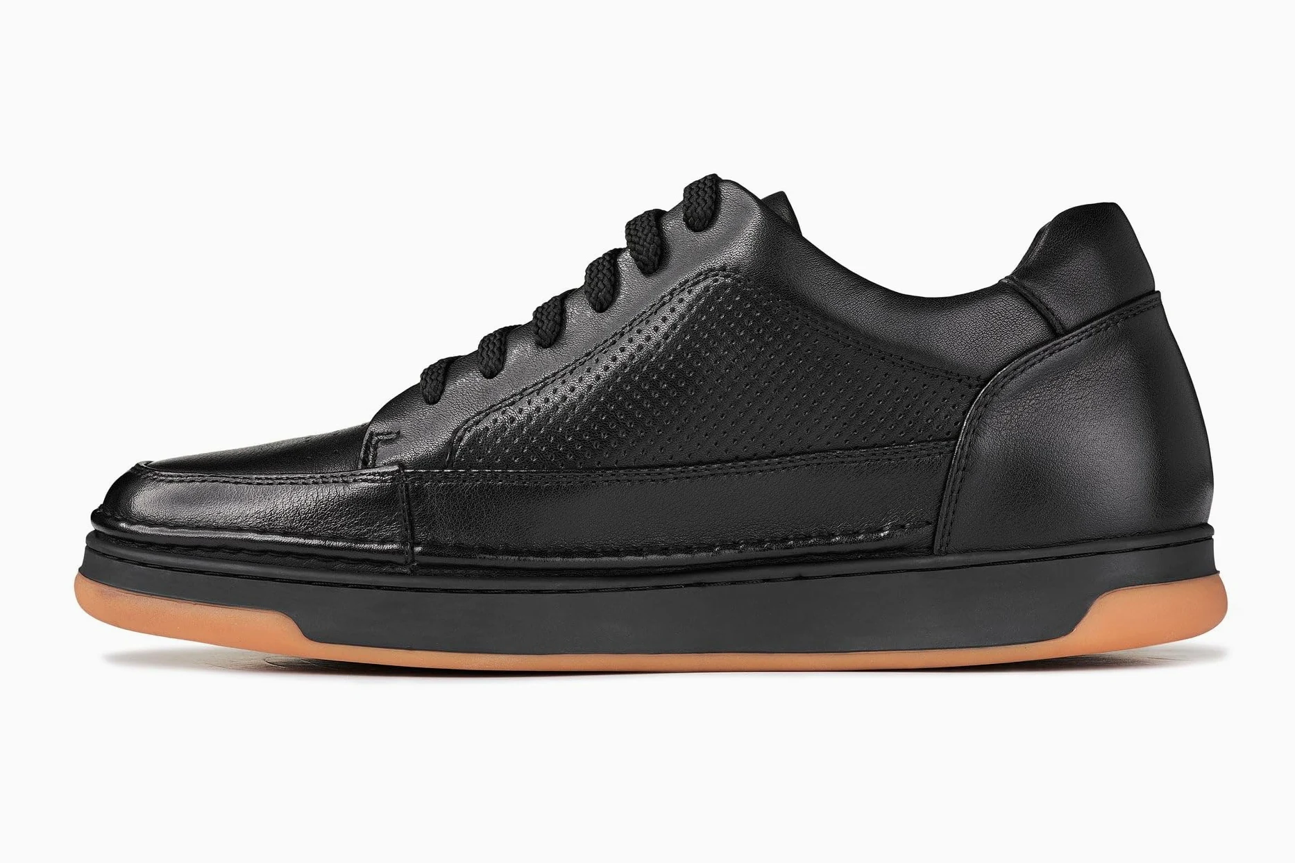 CALTO Zapatos de elevación Invisibles para Hombre con Aumento de Altura – Zapatillas de Cuero de Primera Calidad con Cordones – 2.6 Pulgadas más Altas, Suela Negra de Goma Negra, 41 1/3 EU