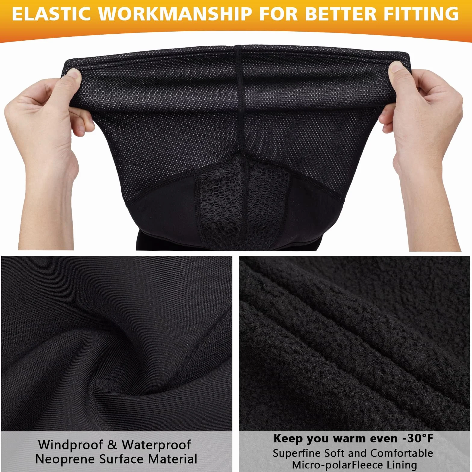 Pasamontañas térmico resistente al viento, elástico, transpirable, para clima frío, invierno, cálido, para ciclismo, esquí y pesca en hielo (negro), Negro -, Talla única