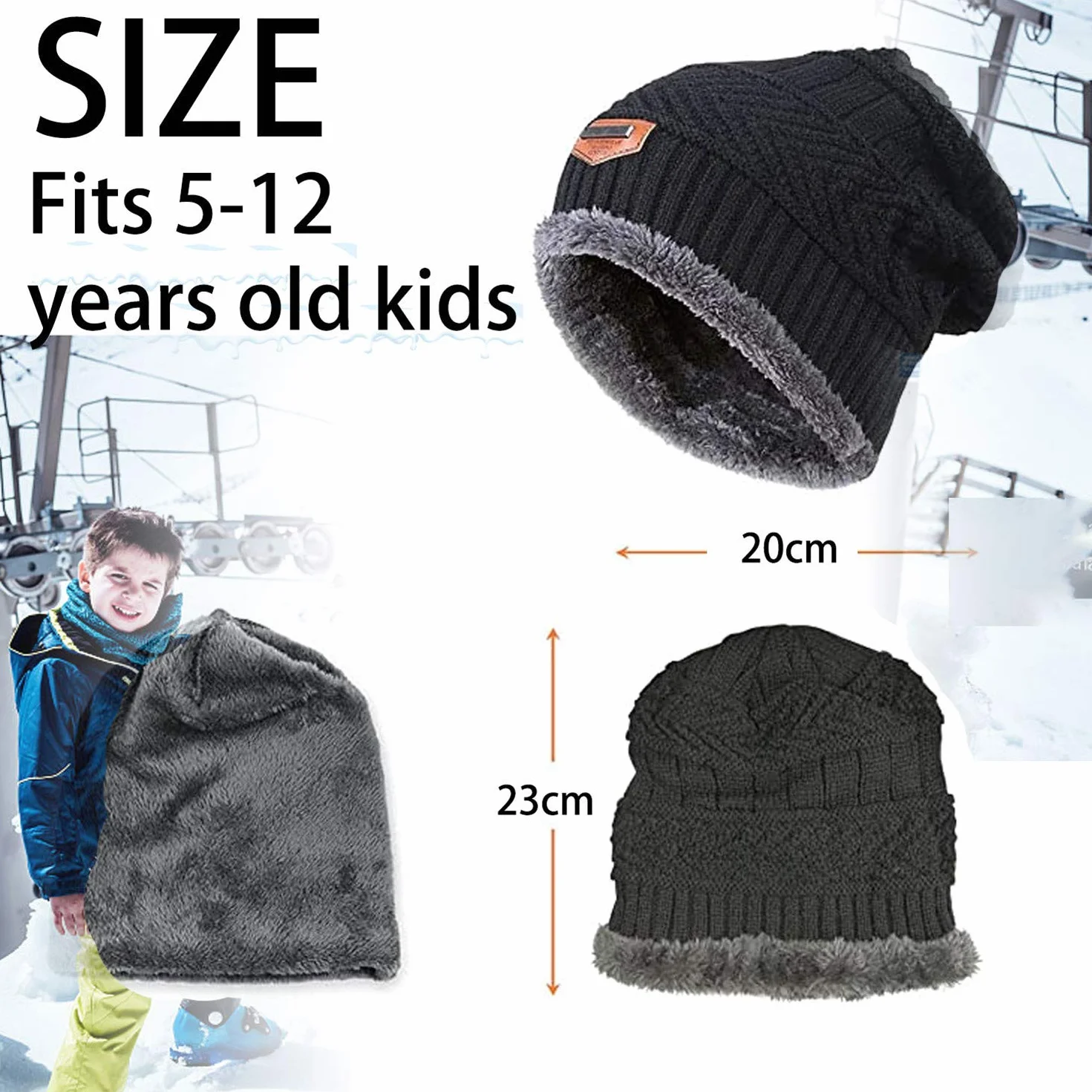 Yutdeng Bufanda Gorro Guantes Beanie Unisexo Niño Set de Bufanda Conjunto de Guantes Punto Sombreros Invierno Regalos Niño