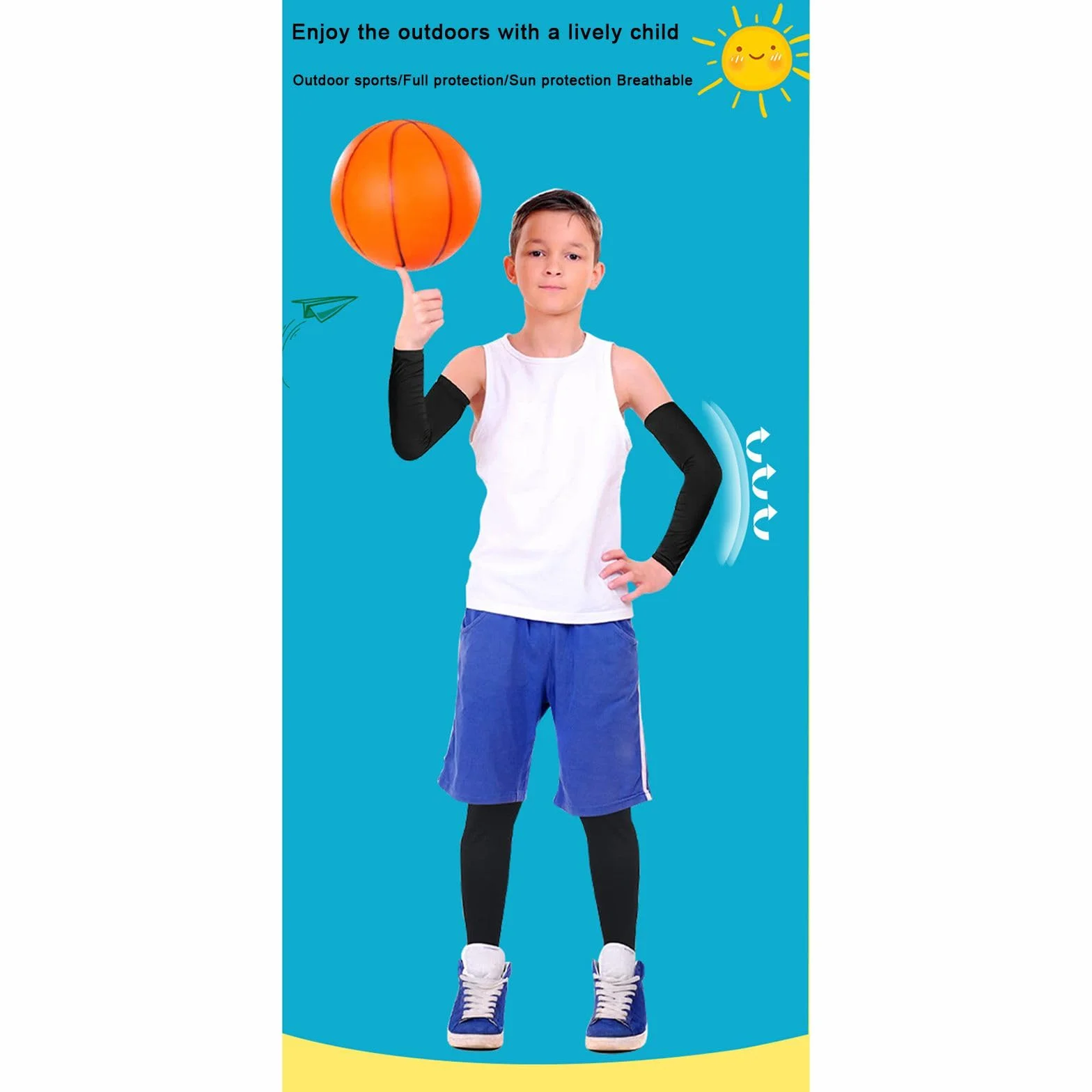 Valcatch Kids UV Protection Refreshing Compression Sleeves for Arms Legs Basketball Soccer Volleyball Outdoor Sports