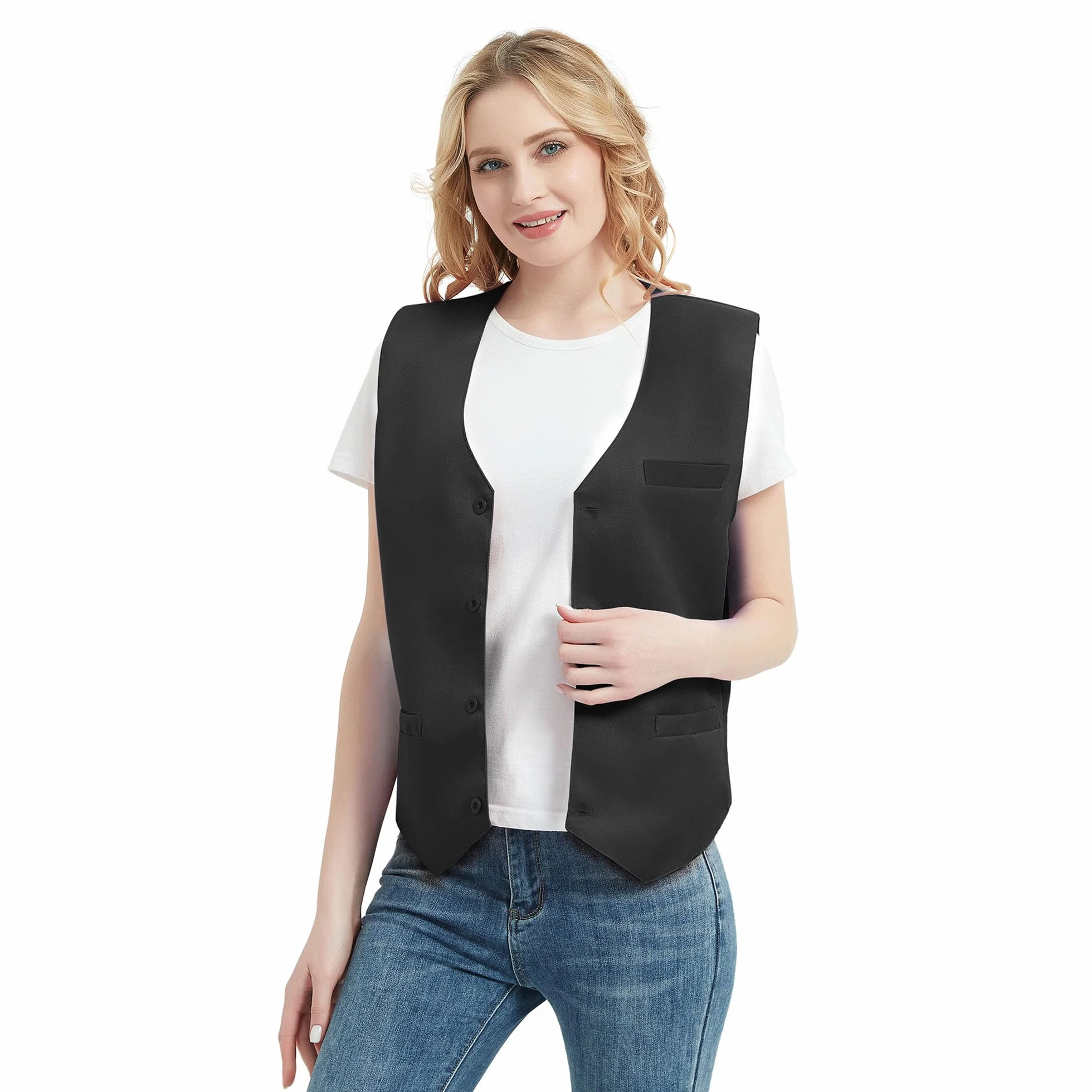 TopTie Chaleco de Vestir Unisex para Hombre y Mujer Negro